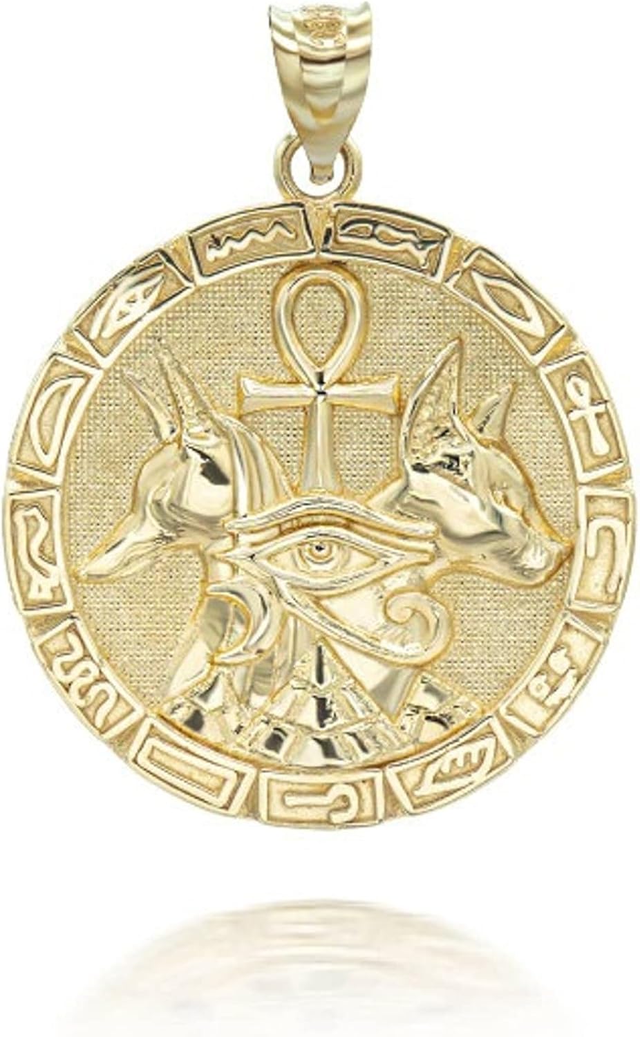 Egyptian Anubis Ankh Eye of Horus Amulet Pendant 14K Gold · v2