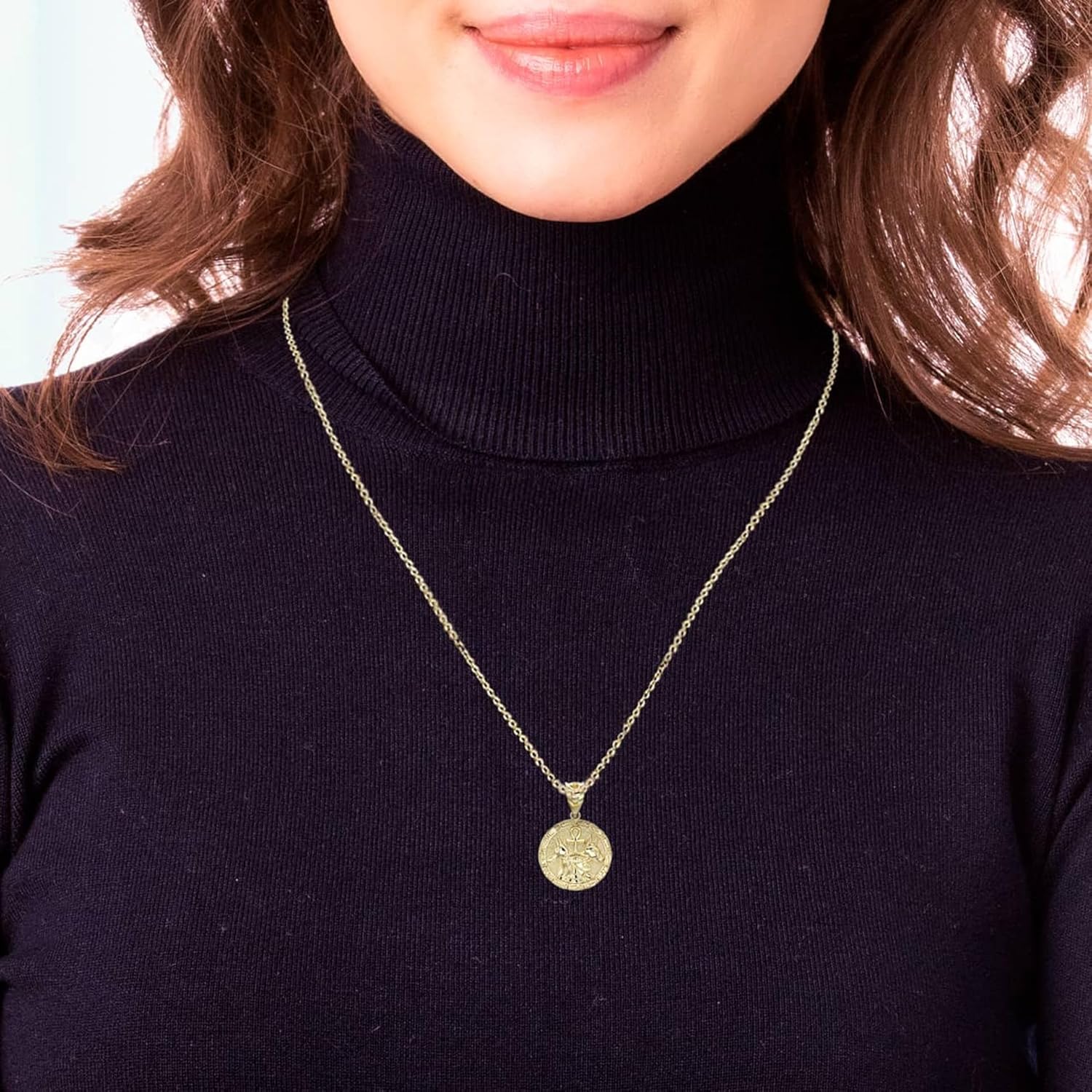 Egyptian Anubis Ankh Eye of Horus Amulet Pendant 14K Gold · v2