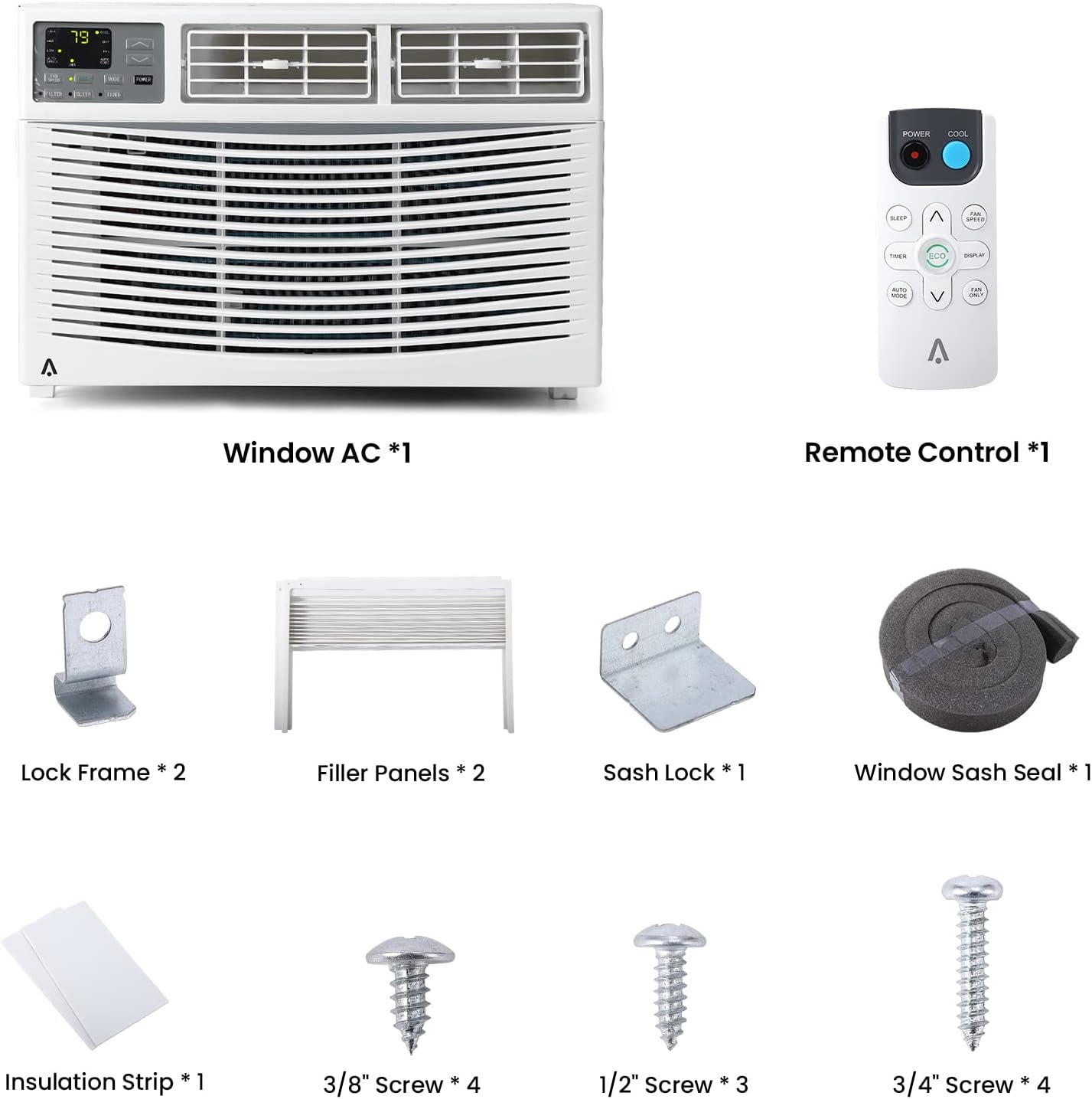 Inteligentny klimatyzator okienny Litake 8,000 BTU - chłodzenie do 350 mkw. Ft. z pilotem i WiFi, oszczędność energii, cicha, osuszanie, tylko chłodzenie, biała
