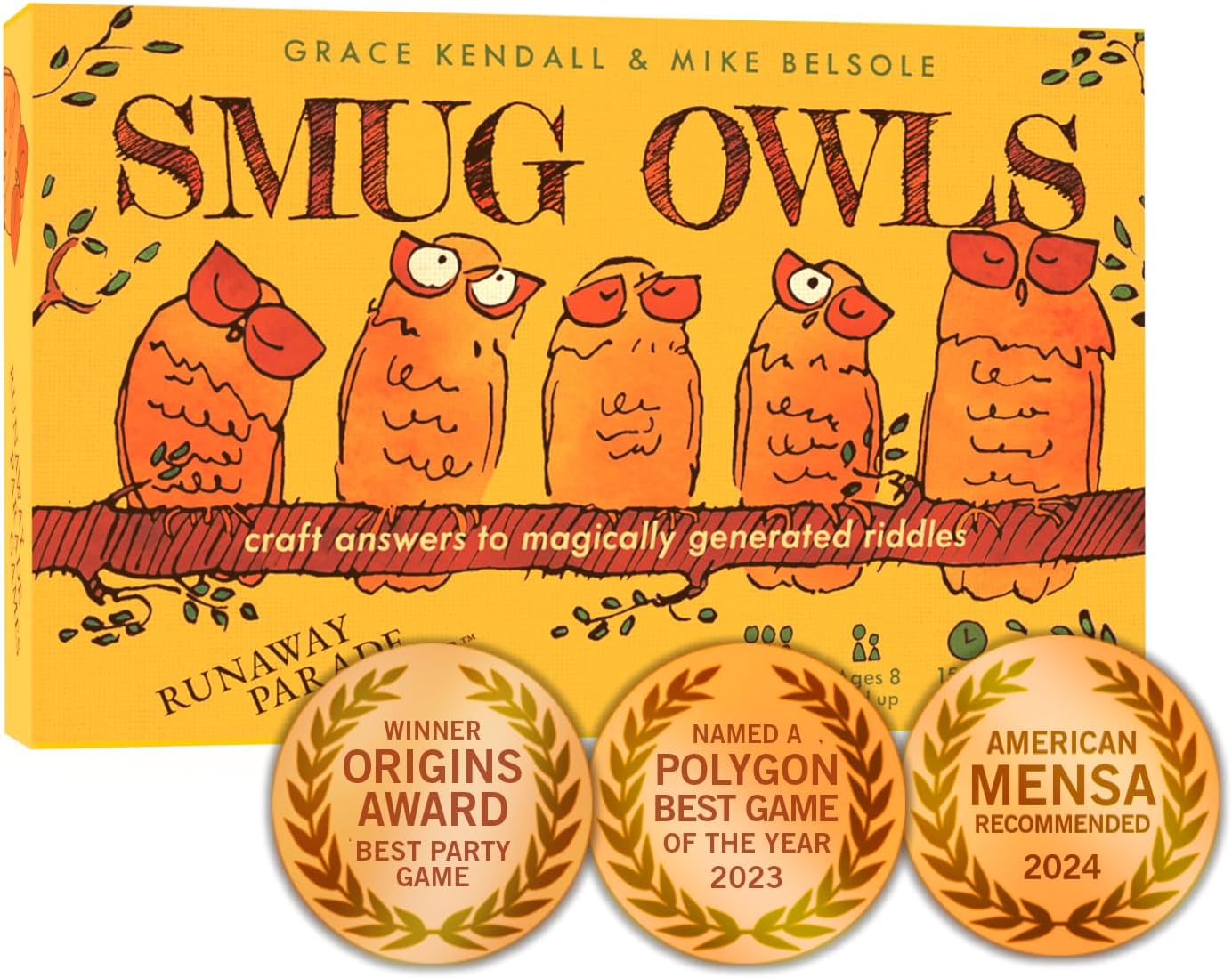 Smug Owls Card Game - A Hilarious  Creative Riddle-Solving Party Game for Kids and Adults | Fun for The Whole Family | 8  | 15-20 min | 3-15 Players · v4