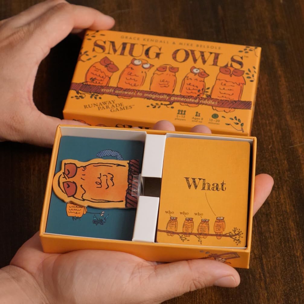 Smug Owls Card Game - A Hilarious  Creative Riddle-Solving Party Game for Kids and Adults | Fun for The Whole Family | 8  | 15-20 min | 3-15 Players · v4