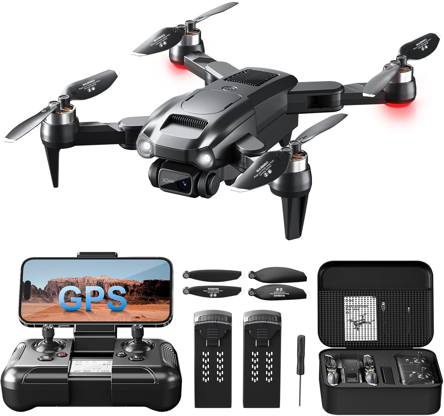 طائرة بدون طيار بنظام تحديد المواقع العالمي (GPS) مع كاميرا بدقة 4K للبالغين، طائرة رباعية المراوح ROVPRO RC مع إمكانية العودة التلقائية، اتبعني، محرك بدون فرشاة، نقطة مسار الطيران، تثبيت الارتفاع، وضع بدون رأس، رحلة طويلة لمدة 32 دقيقة (G803)