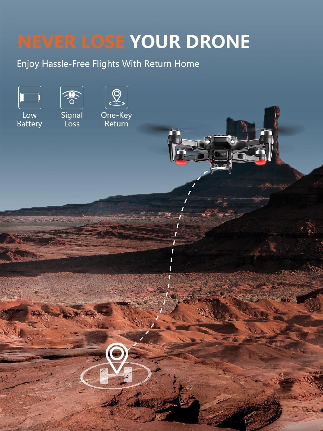 طائرة بدون طيار بنظام تحديد المواقع العالمي (GPS) مع كاميرا بدقة 4K للبالغين، طائرة رباعية المراوح ROVPRO RC مع إمكانية العودة التلقائية، اتبعني، محرك بدون فرشاة، نقطة مسار الطيران، تثبيت الارتفاع، وضع بدون رأس، رحلة طويلة لمدة 32 دقيقة (G803)