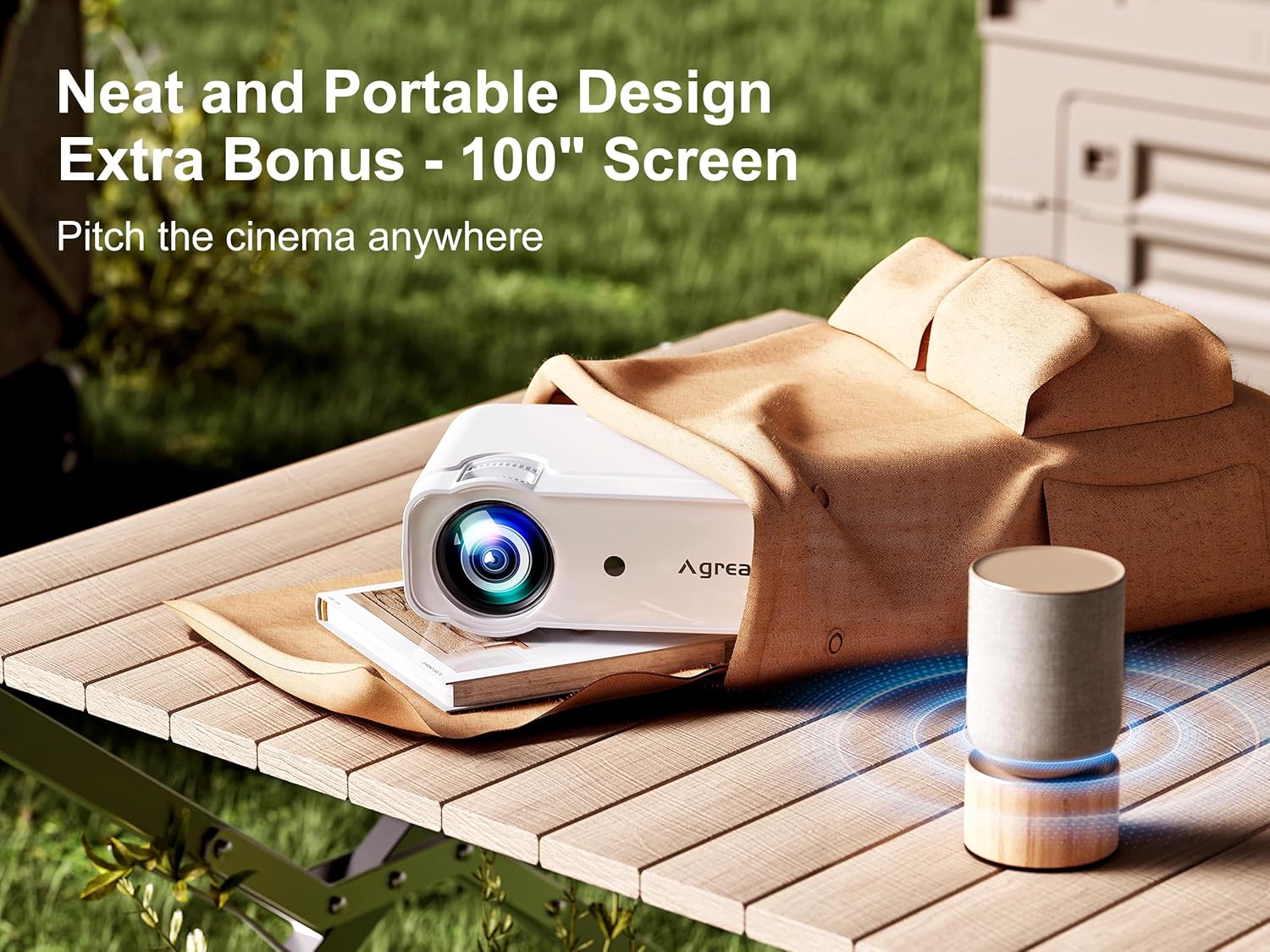 Proiettore con WiFi e Bluetooth, supporto 5G WiFi 4K 1080P 14000L nativo, proiettore portatile per esterni AGREAGO con schermo, proiettore home theater compatibile con TV Stick/iOS/Android/Win/HDMI/USB