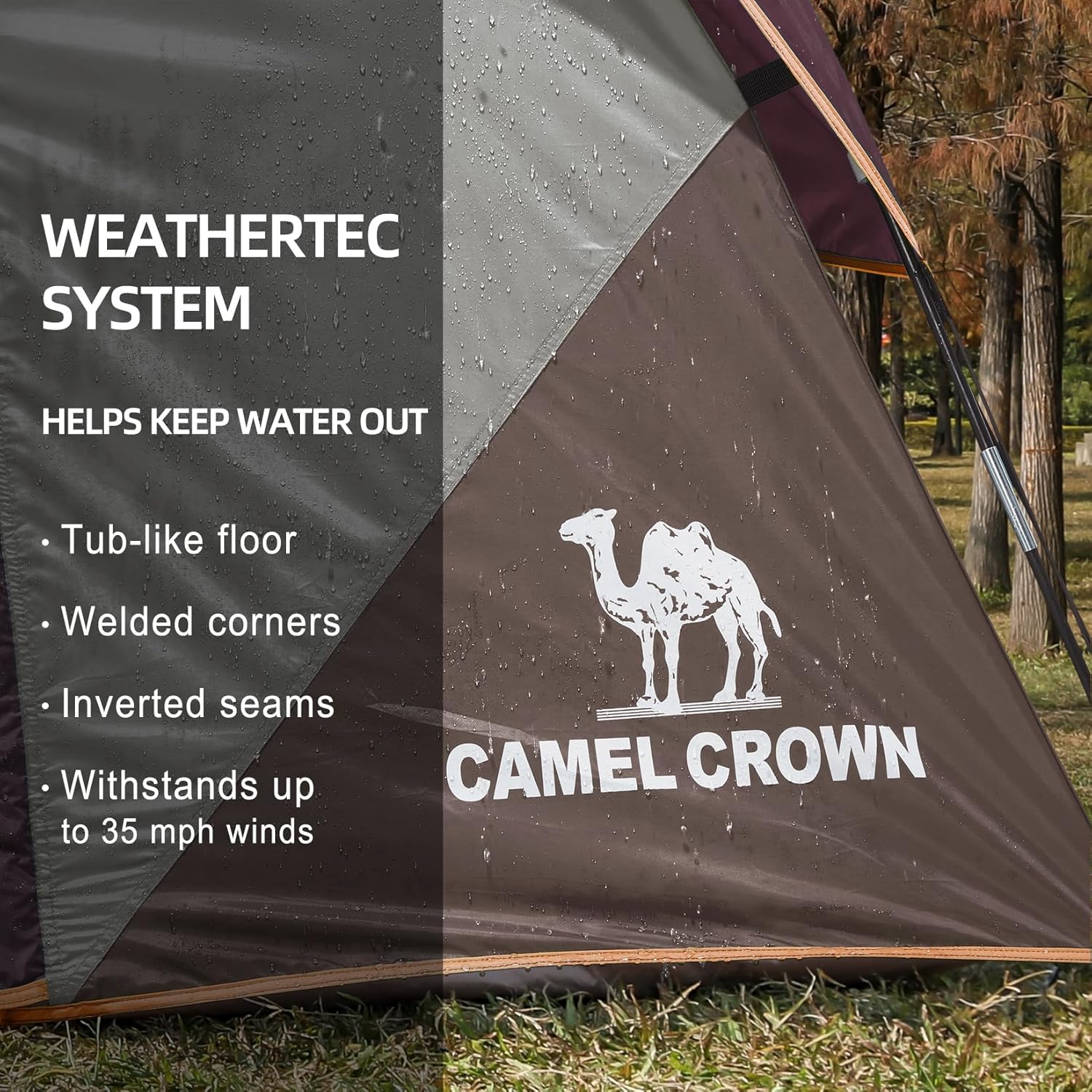 CAMEL CROWN เต็นท์สำหรับตั้งแคมป์ 4 คน เต็นท์กันน้ำ ติดตั้งง่าย เต็นท์สำหรับแบกเป้พร้อมเสื่อปูพื้น เต็นท์สำหรับครอบครัวสำหรับการเดินป่ากลางแจ้ง