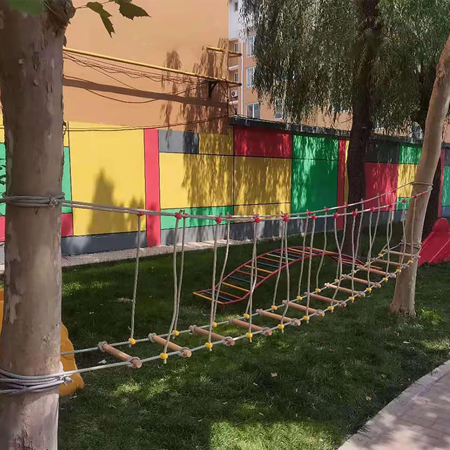 HAZEK Kindergarten Outdoor Bridge Attrezzatura sportiva e fitness per bambini Bridge in legno massello Balance Bridge Giocattoli per arrampicata (taglia: 6 m)