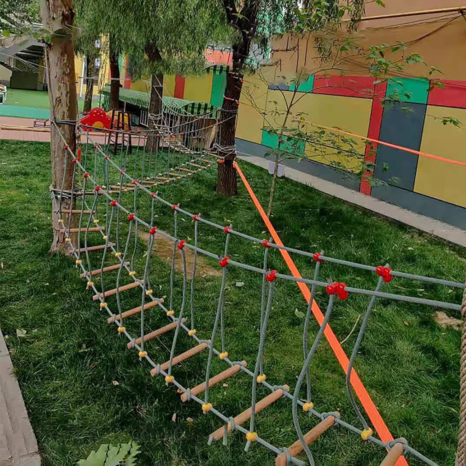 HAZEK Kindergarten Outdoor Bridge Attrezzatura sportiva e fitness per bambini Bridge in legno massello Balance Bridge Giocattoli per arrampicata (taglia: 6 m)