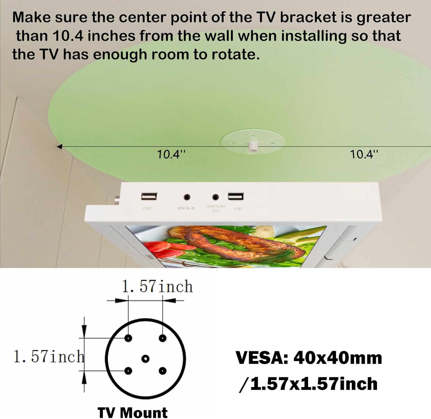 SYLVOX 15.6 Flip Down Smart TV Under Cabinet Kitchen TV Android 11.0 Supports 360 Degree Rotation WiFi  Wireless Connection, Storage Design for Kitchen Bedroom RV Yacht (Silver),Black · v8