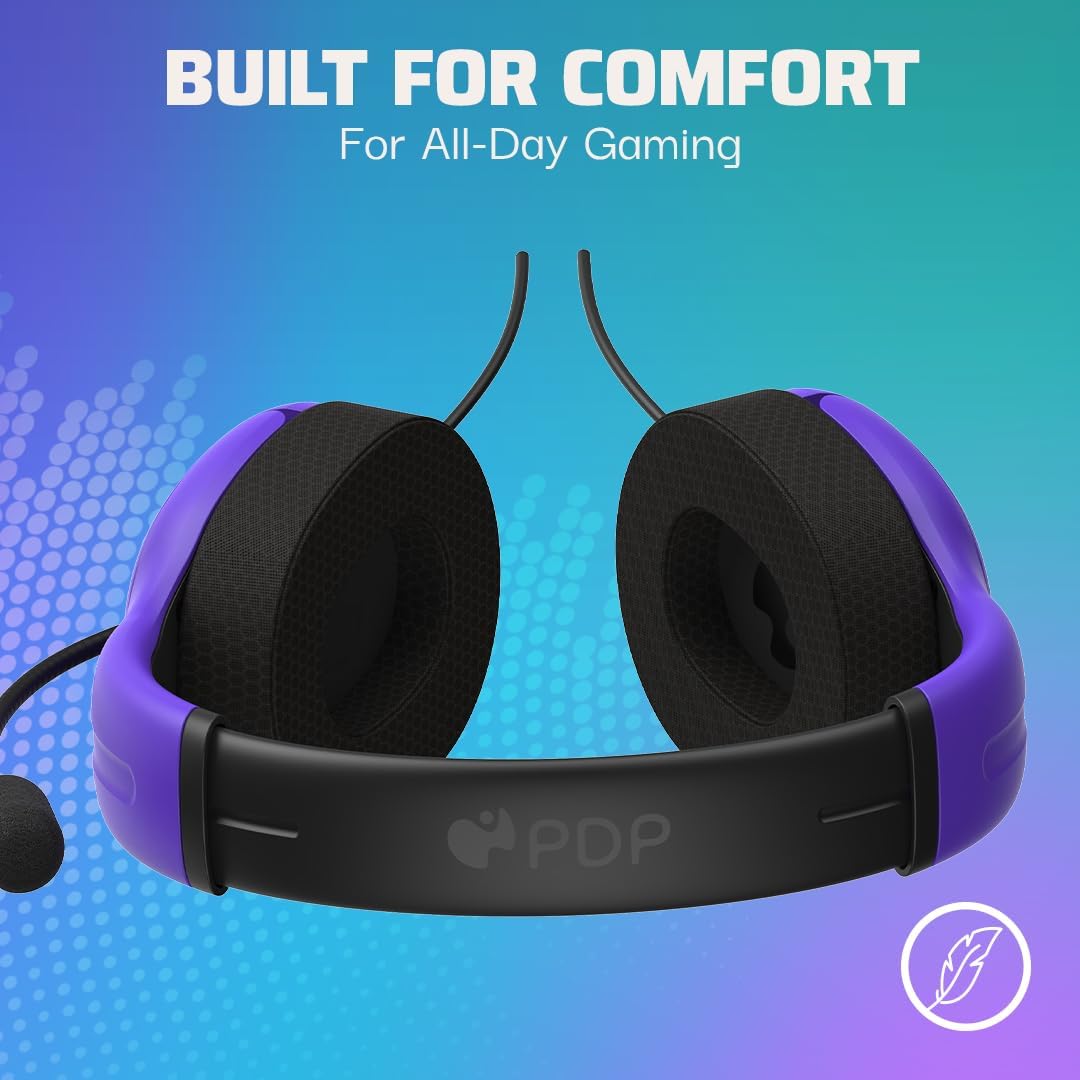 PDP AIRLITE Wired Stereo Gaming Headset, Officially Licensed Sony PlayStation 5, PS5/PS4/PS3/PC, Lightweight Durable Headphones, 3.5mm Audio Jack, Noise-canceling Flip-to-Mute Mic, Ultraviolet Purple · v4