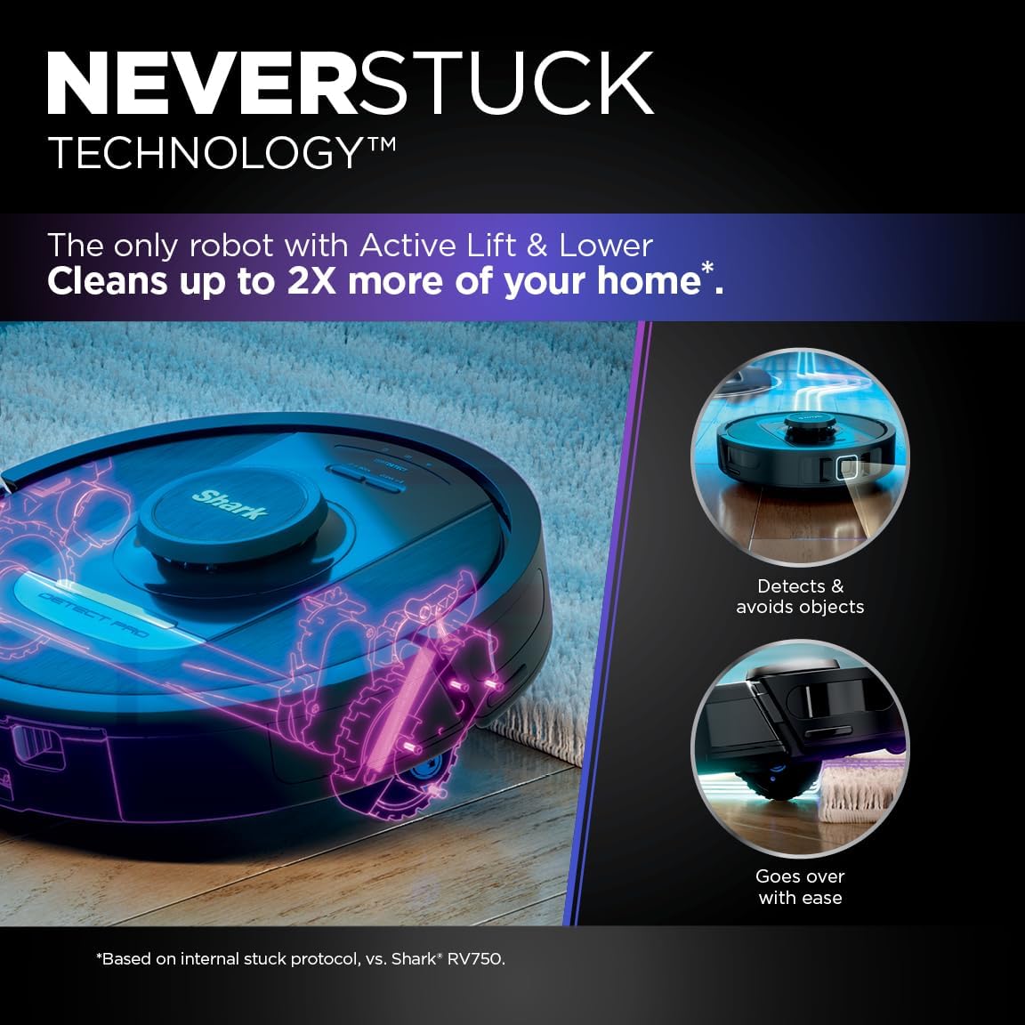 Shark Detect Pro Self-Empty Robot Vacuum with NeverStuck Technology, Auto Deep-Clean Carpets  Hardfloors, 30 Day Capacity HEPA Bagless Base, for Pet Hair, WiFi Black (AV2820S) · v7