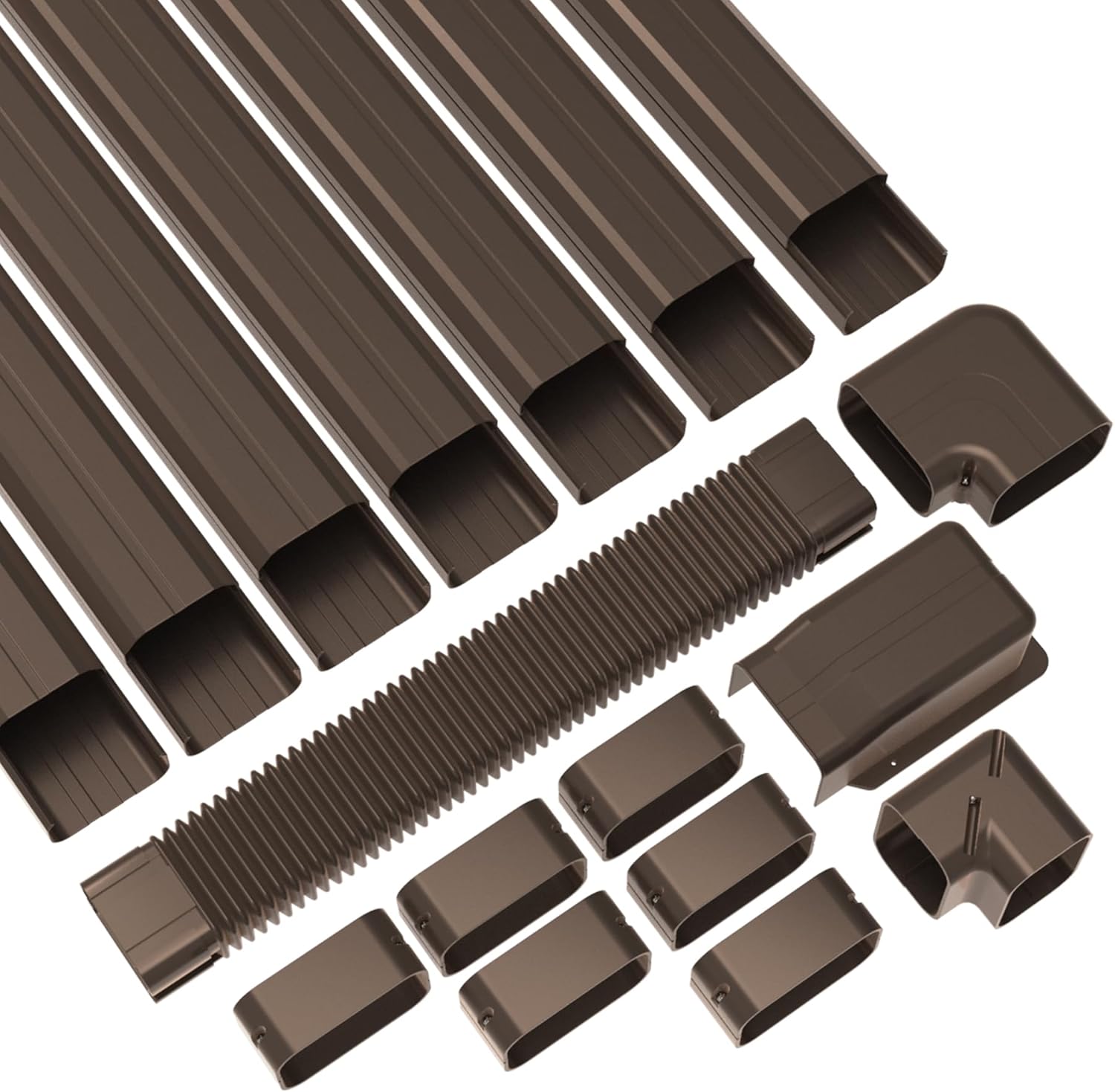 Kanallı Mini Split Klima, Merkezi AC ve Isı Pompası için Forestchill 4W 25Ft Dekoratif PVC Hat Seti Kapak Kiti, Kahverengi