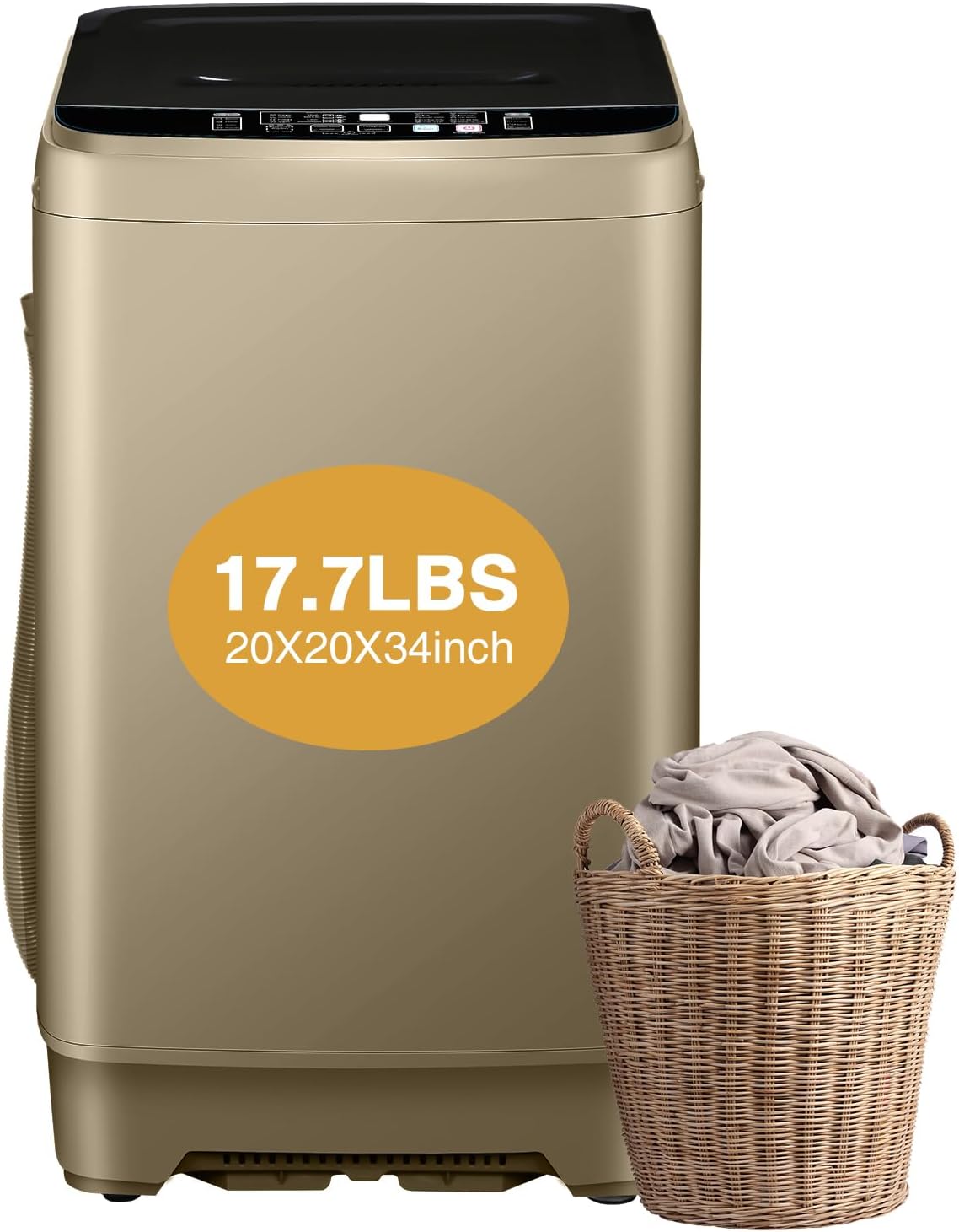 Full Automatic Washing Machine, AYCLIF 17.7 lbs Apartment Washing Machine with Drain Pump,10 Wash Programs 8 Water Levels,for Dorm Apartment RV Full-Automatic Washing Machines, 21D x 21"W x 35"H
