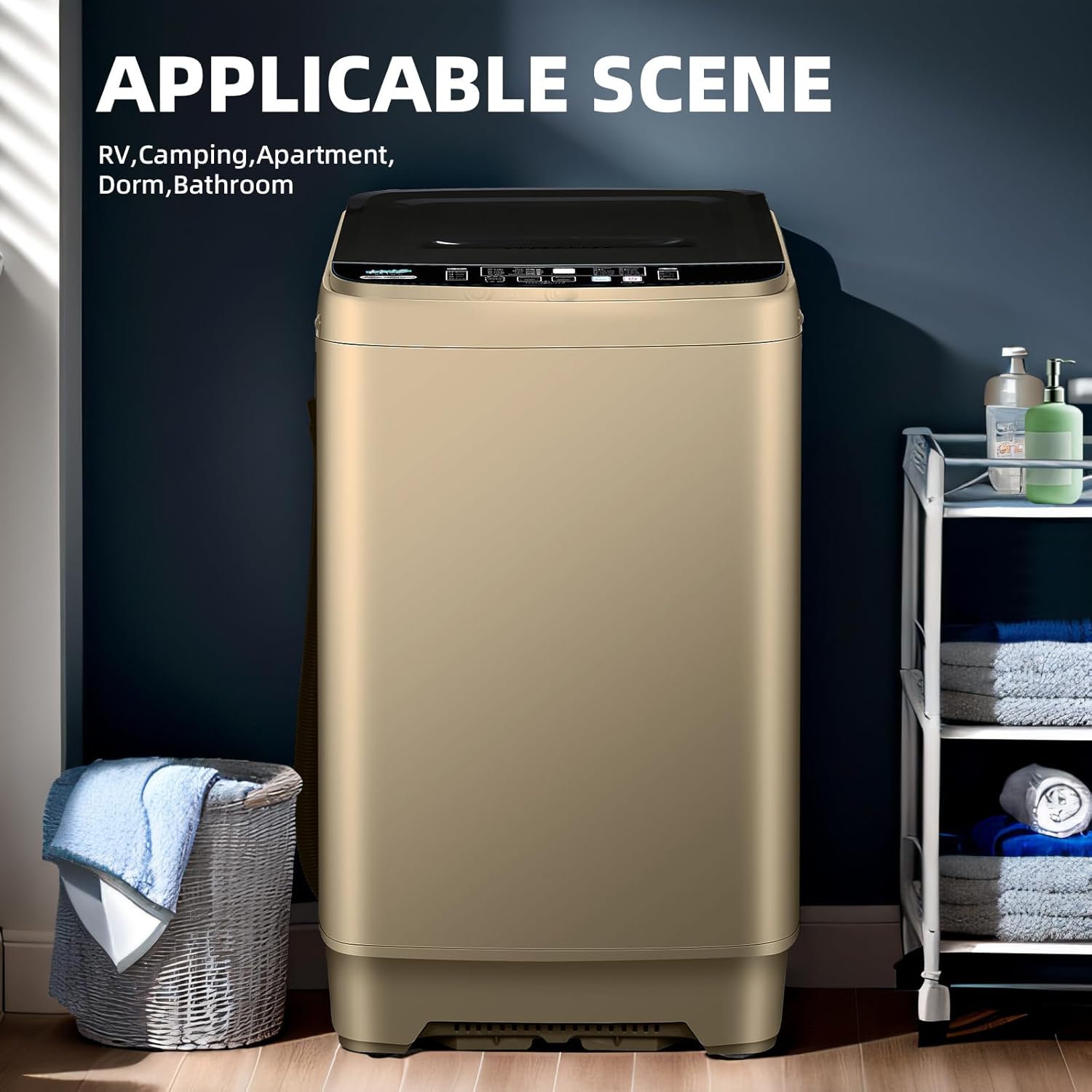 Full Automatic Washing Machine, AYCLIF 17.7 lbs Apartment Washing Machine with Drain Pump,10 Wash Programs 8 Water Levels,for Dorm Apartment RV Full-Automatic Washing Machines, 21D x 21"W x 35"H · v4