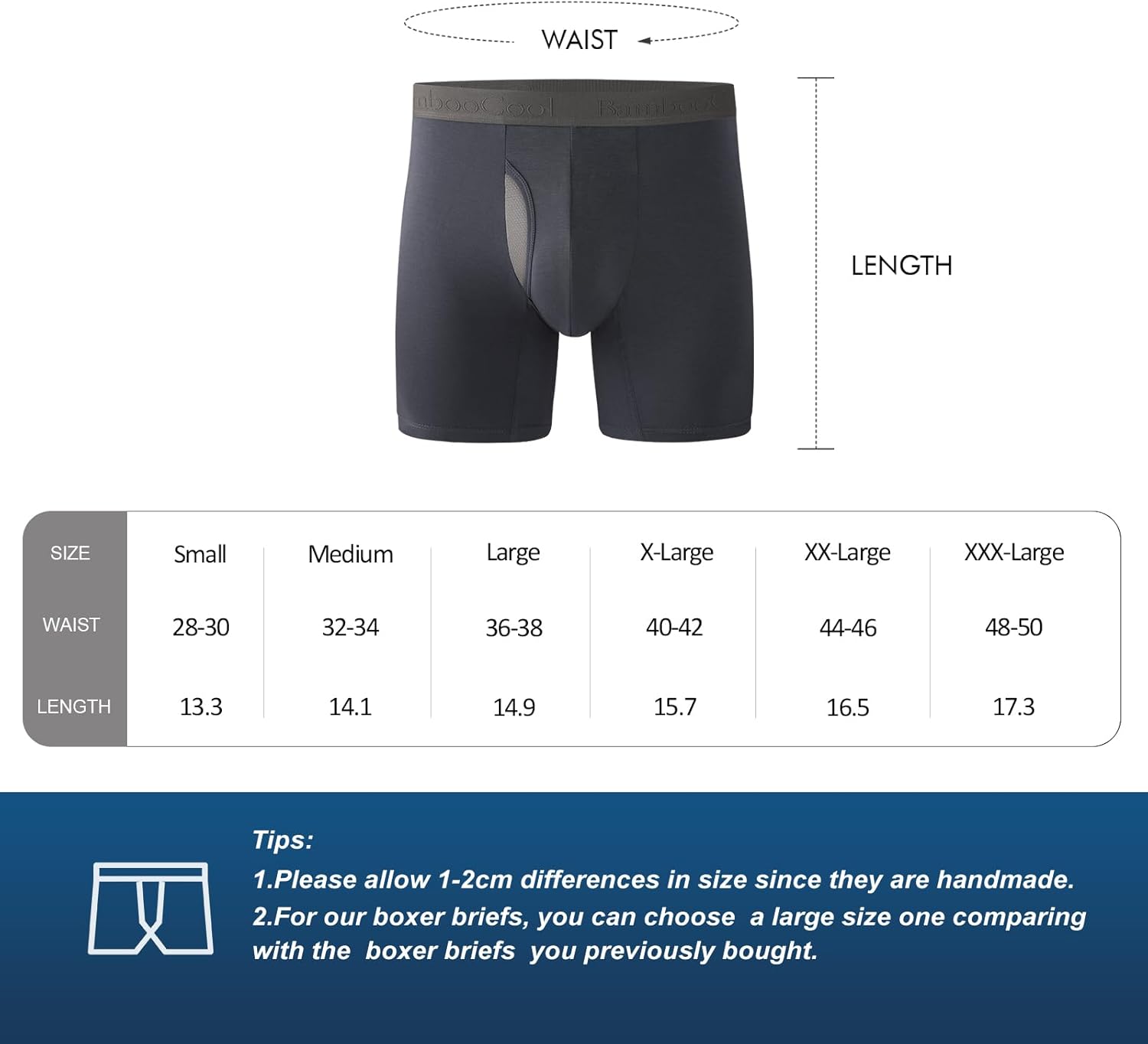 BAMBOO COOL Boxershorts für Herren, atmungsaktiv, atmungsaktiv, Flyzone, feuchtigkeitsableitend, 4er-Pack