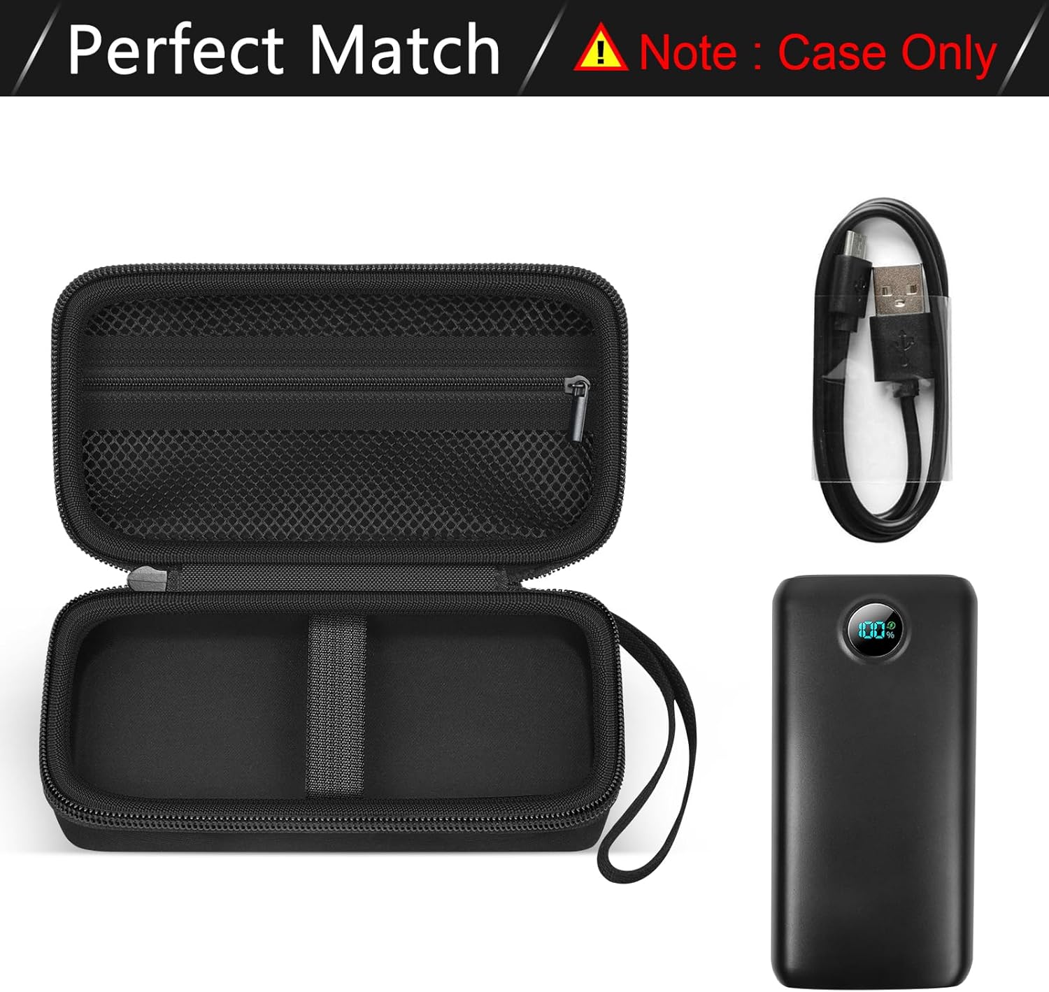 Étui de voyage compatible avec LOVELEDI pour POIYTL, IAPOS, SABANI, OHOVIV, RGVOTA, Pxwaxpy, pour FOCHEW, chargeur portable, batterie externe, support de rangement pour recharge rapide, batterie (noir)
