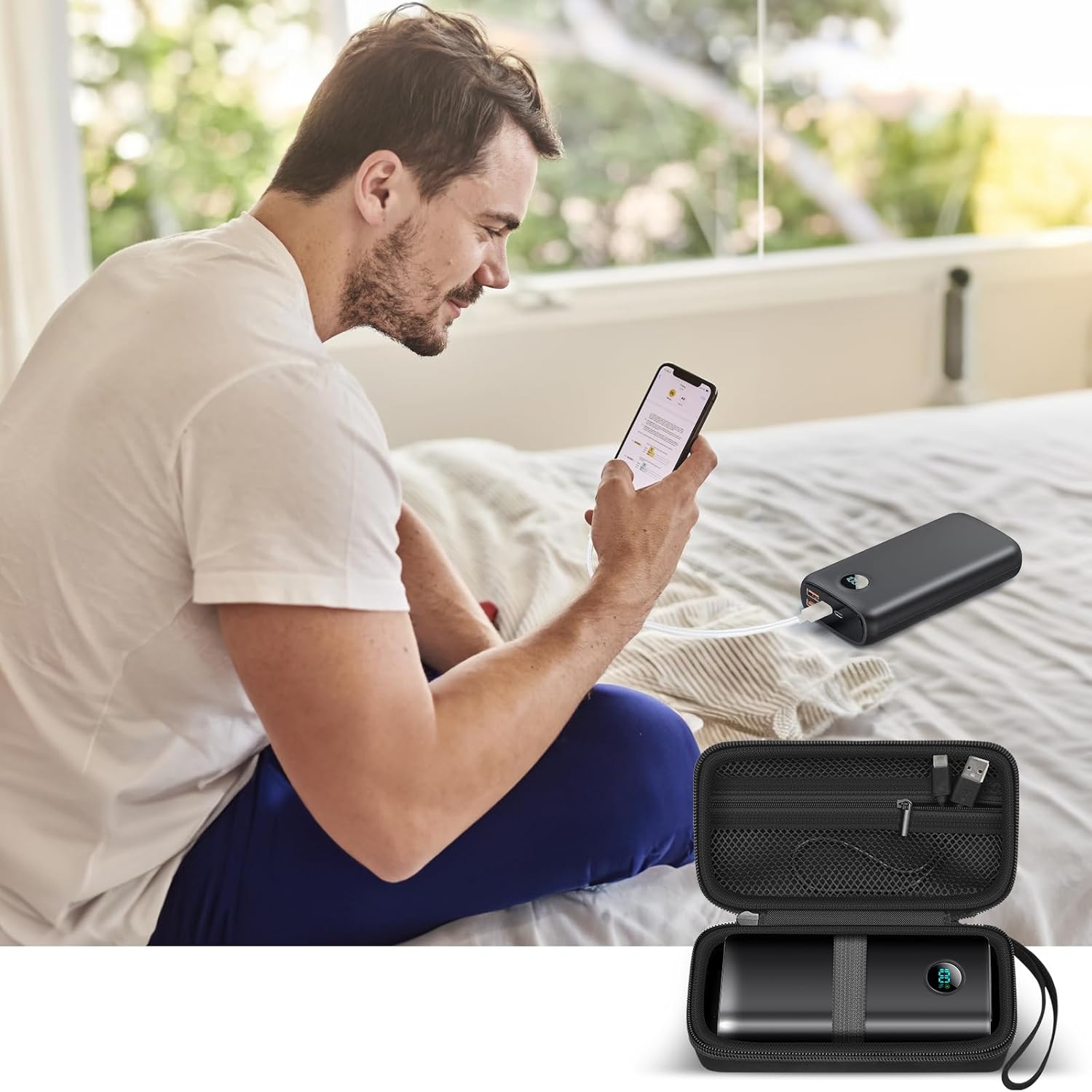 Étui de voyage compatible avec LOVELEDI pour POIYTL, IAPOS, SABANI, OHOVIV, RGVOTA, Pxwaxpy, pour FOCHEW, chargeur portable, batterie externe, support de rangement pour recharge rapide, batterie (noir)