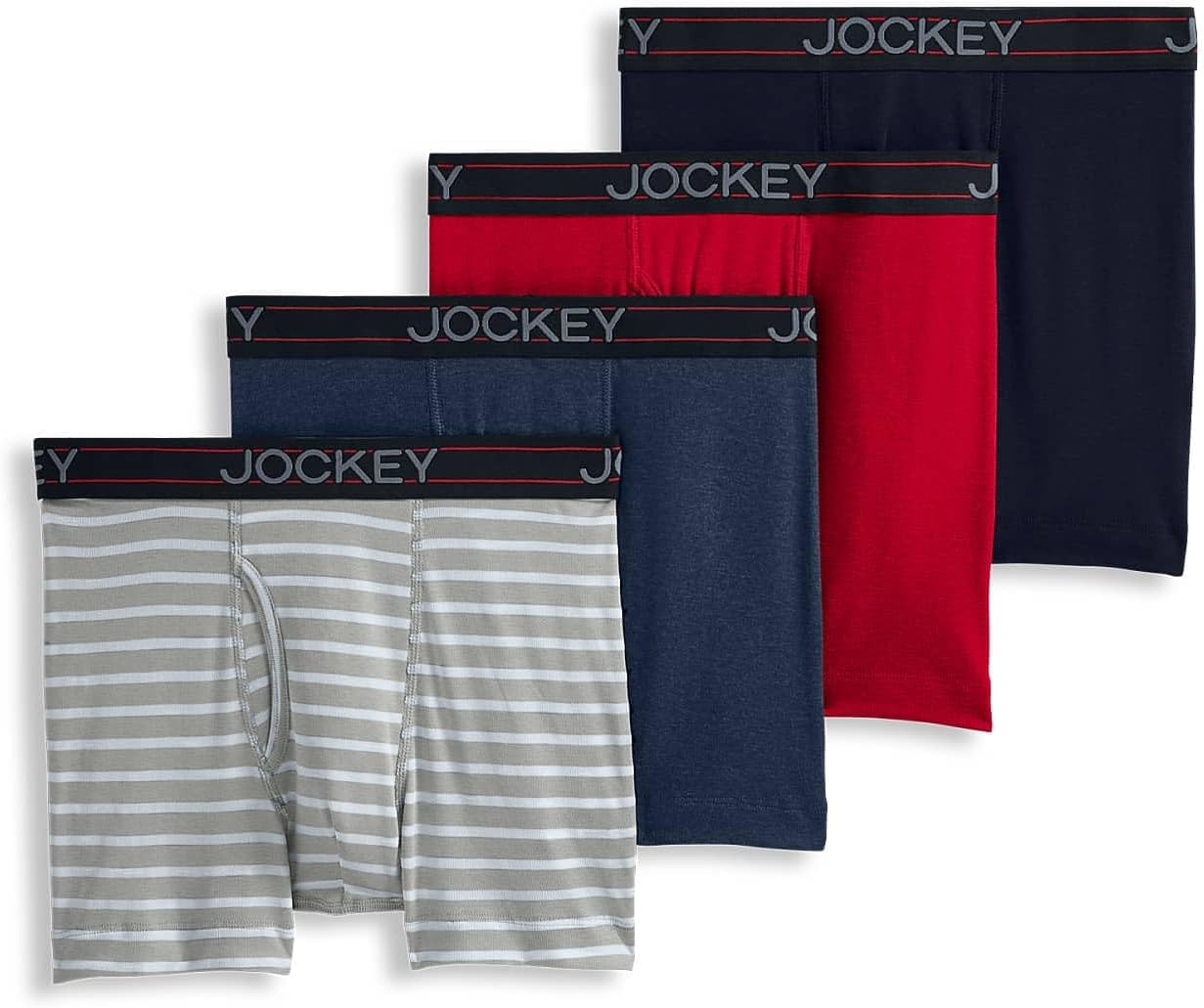 Jockey Mens Underwear Lightweight Cotton Blend 5 Boxer Brief - 4 Pack