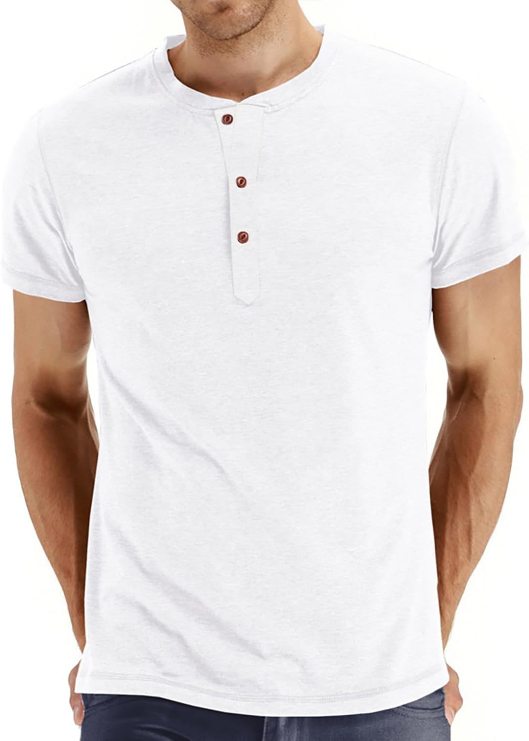 FANARCHER Men’s Henley Short Sleeve Casual T-Shirt Front Placket Cotton Shirt · v2