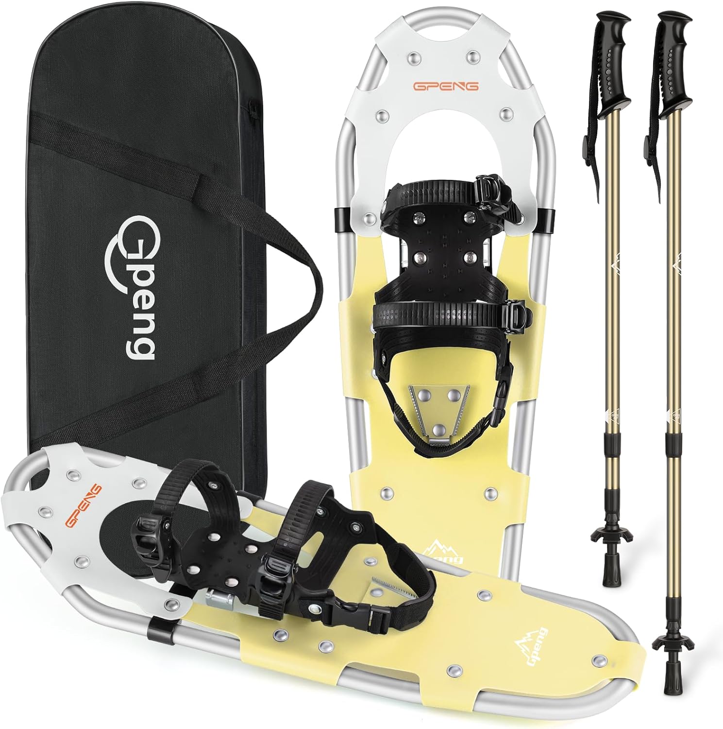 Gpeng Snowshoes for Men Women Youth Kids, Light Weight Aluminum Snow Shoes with Trekking Poles, Crampon Protector and Carrying Tote Bag (Navy Blue, 21 inch) · v2