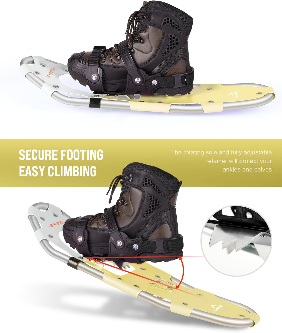 Gpeng Snowshoes for Men Women Youth Kids, Light Weight Aluminum Snow Shoes with Trekking Poles, Crampon Protector and Carrying Tote Bag (Navy Blue, 21 inch) · v2