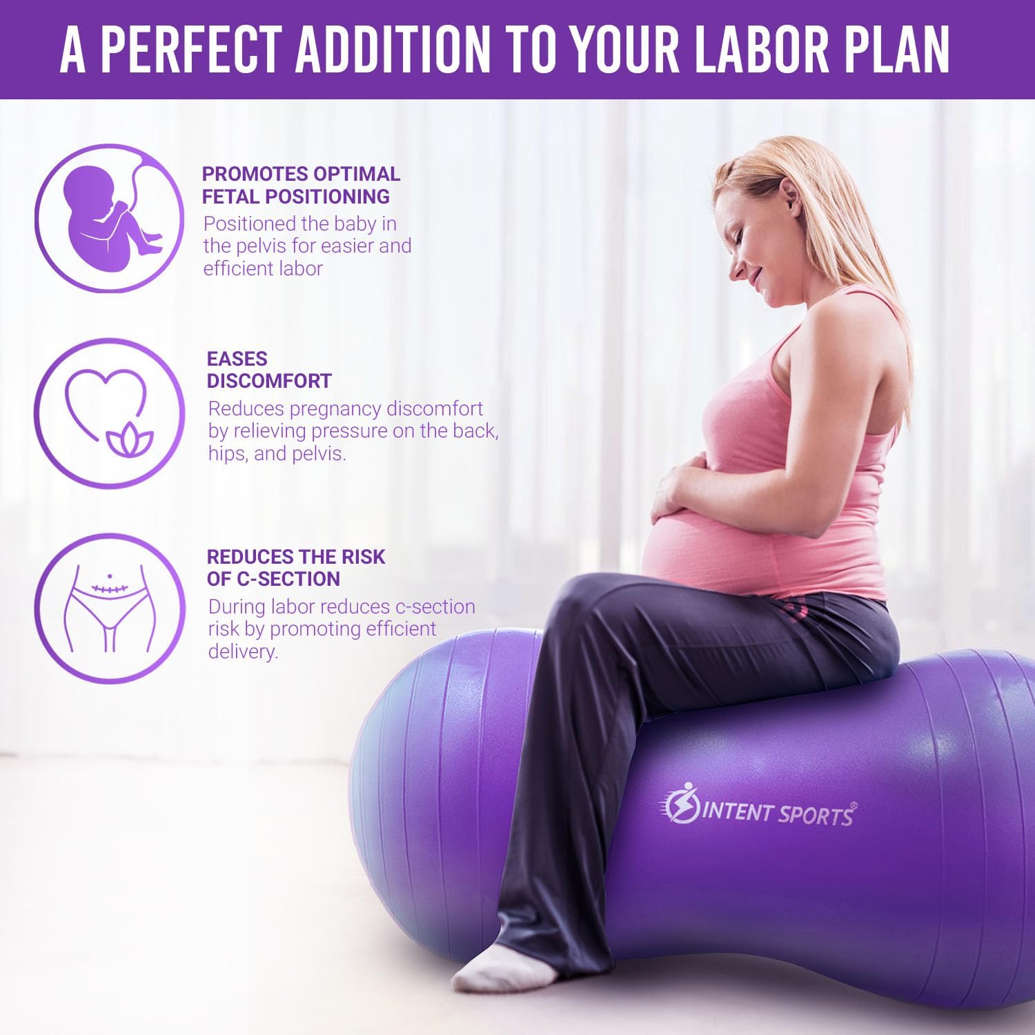 Peanut Ball – Anti Burst Ball for Exercise, Labor, Birthing, Dog Training, Kids, Home  Gym Fitness, Physio Roll, Yoga Balance, Flexible Seating for Classroom amp; Office - Pump Included