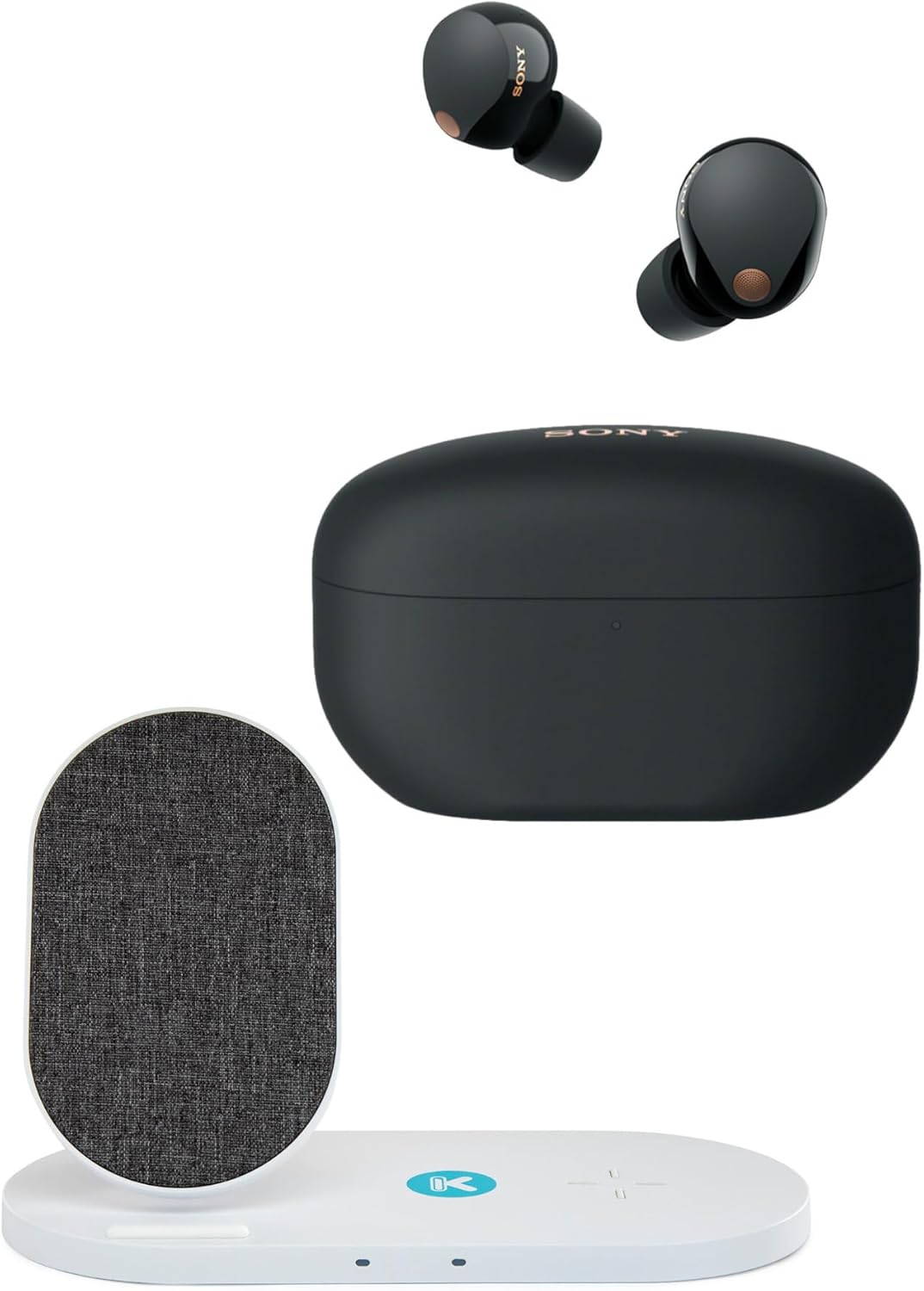 Écouteurs intra-auriculaires Bluetooth True Wireless à réduction de bruit Sony WF-1000XM5 (noirs) avec chargeur sans fil à double pad (2 articles)