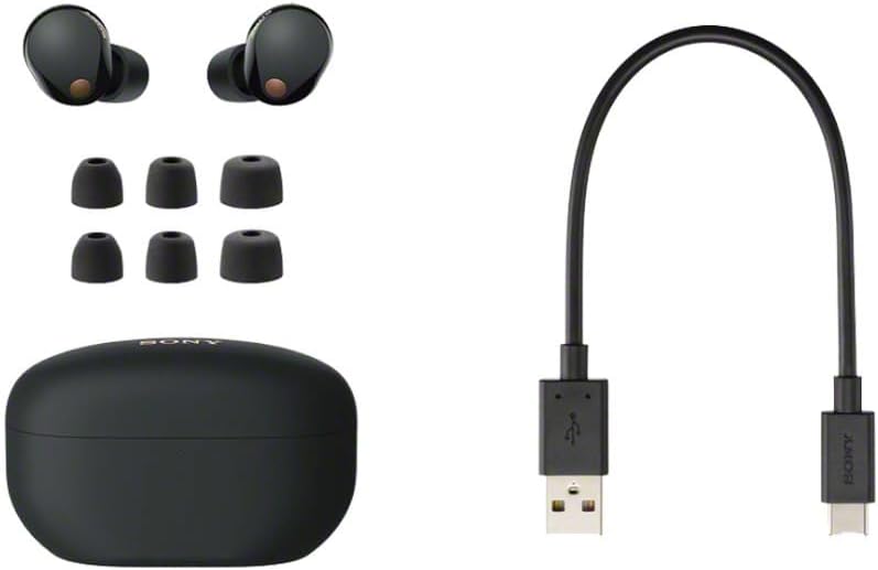 Écouteurs intra-auriculaires Bluetooth True Wireless à réduction de bruit Sony WF-1000XM5 (noirs) avec chargeur sans fil à double pad (2 articles)
