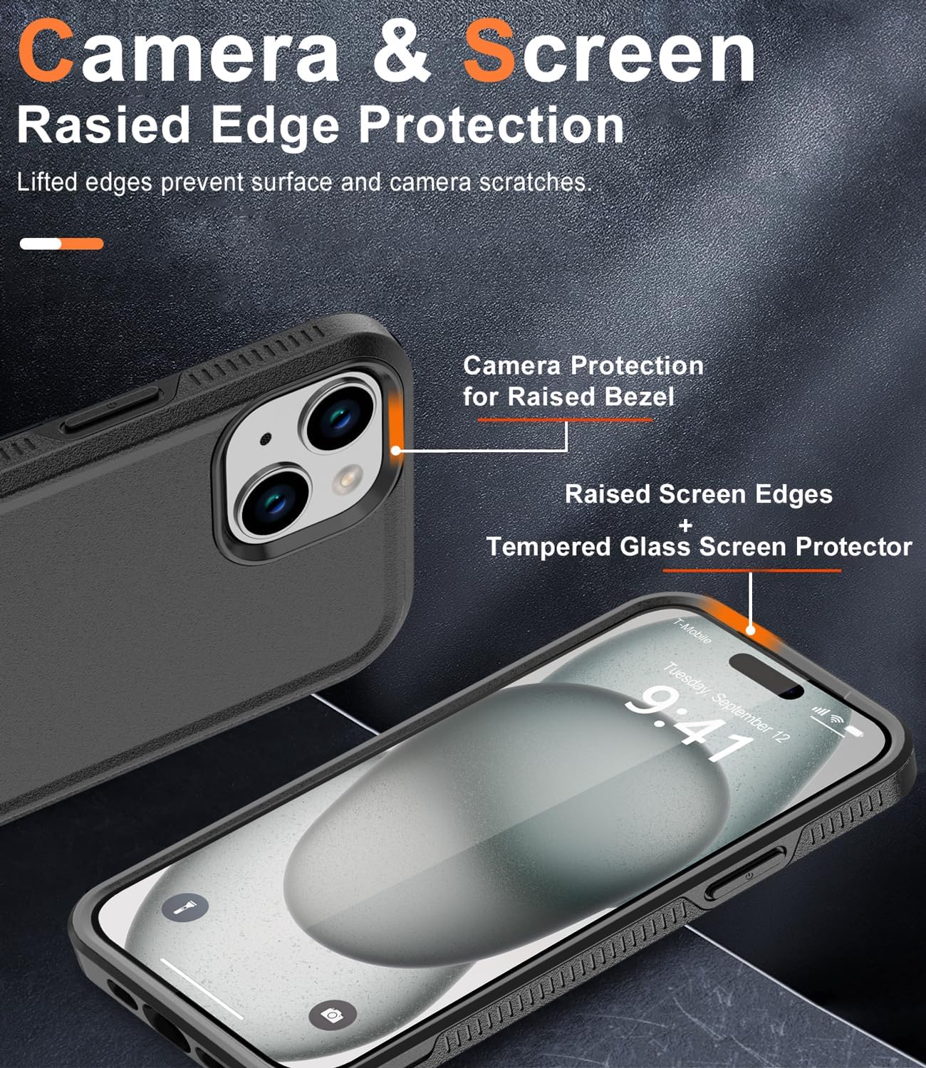 Magnetic for iPhone 15 Case, [Compatible with Magsafe] [10 FT Military Grade Anti-Drop] [with Tempered Glass Screen Protector] Phone Case for iPhone 15 6.1 inch -Black · v2
