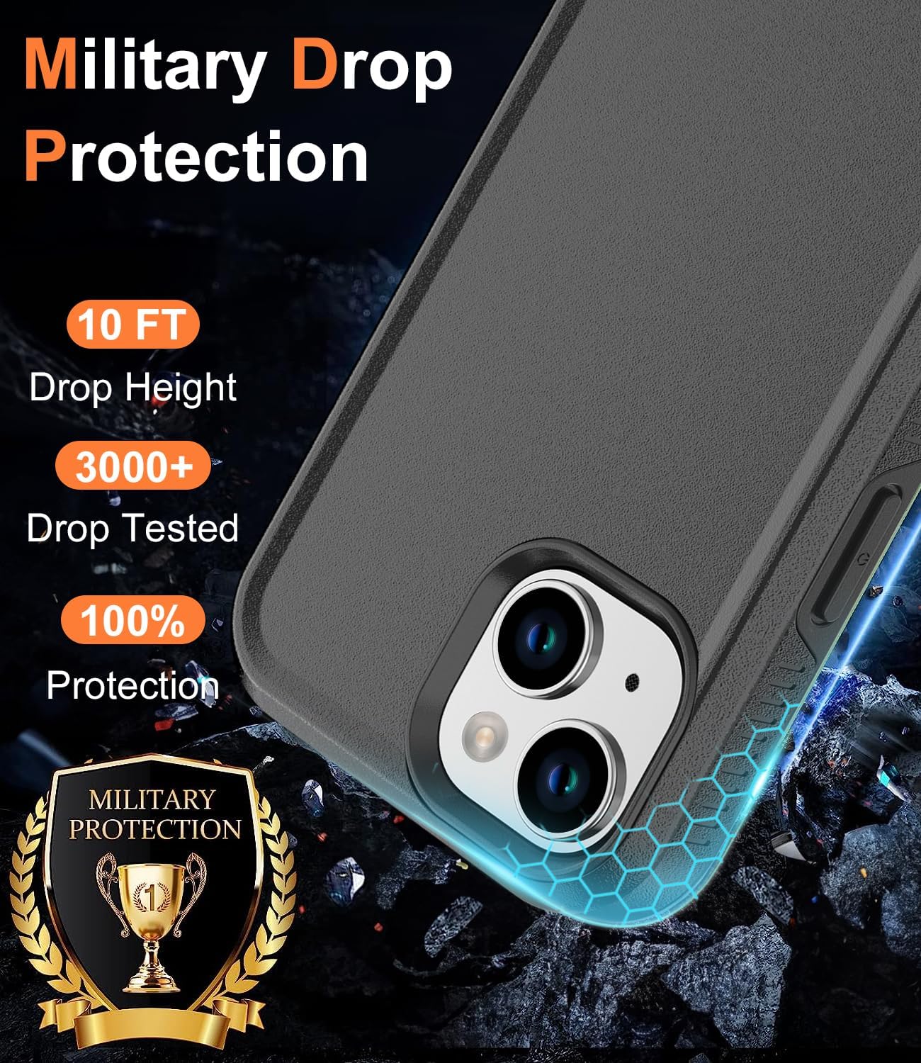 Magnetic for iPhone 15 Case, [Compatible with Magsafe] [10 FT Military Grade Anti-Drop] [with Tempered Glass Screen Protector] Phone Case for iPhone 15 6.1 inch -Black · v2
