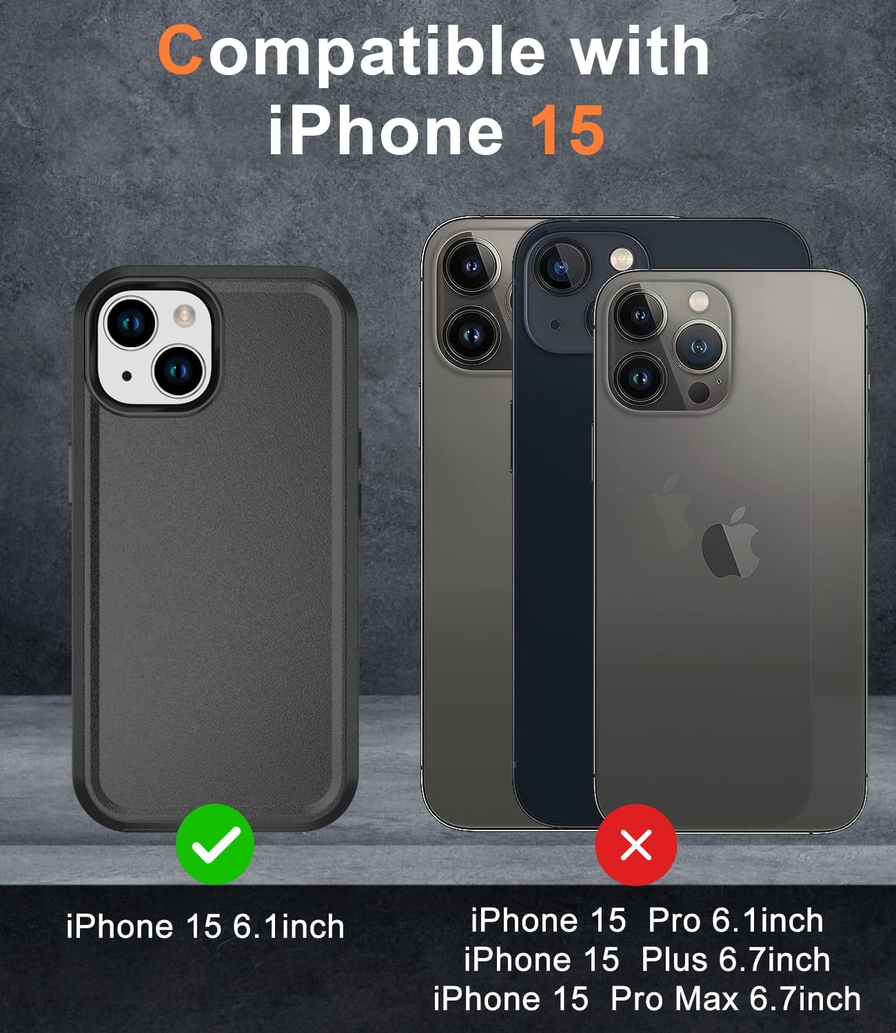 Magnetic for iPhone 15 Case, [Compatible with Magsafe] [10 FT Military Grade Anti-Drop] [with Tempered Glass Screen Protector] Phone Case for iPhone 15 6.1 inch -Black · v2