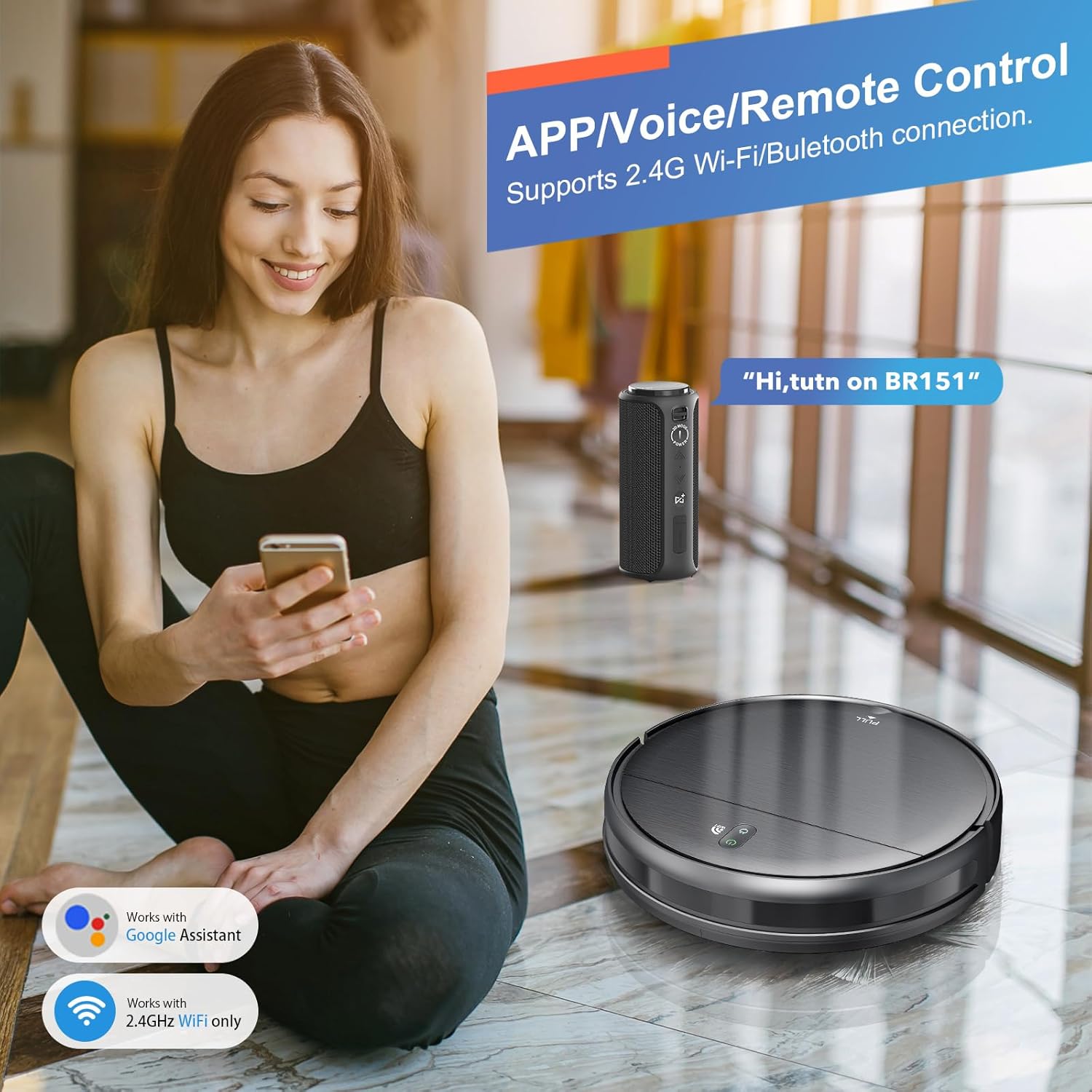 MAMNV robotstofzuiger en -dweilcombinatie, WiFi/app, robotstofzuiger met schema, 2-in-1 dweilrobotstofzuiger met watertank en vuilnisbak, zelfopladend, slank, ideaal voor harde vloeren, haren van huisdieren, tapijt