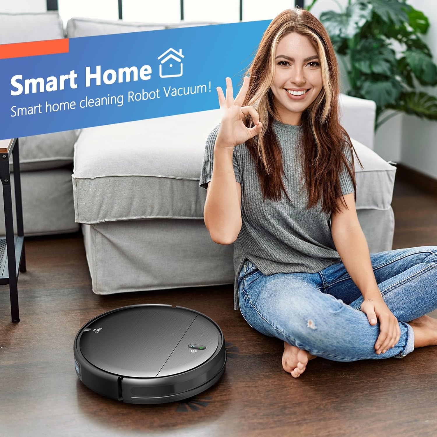 MAMNV robotstofzuiger en -dweilcombinatie, WiFi/app, robotstofzuiger met schema, 2-in-1 dweilrobotstofzuiger met watertank en vuilnisbak, zelfopladend, slank, ideaal voor harde vloeren, haren van huisdieren, tapijt
