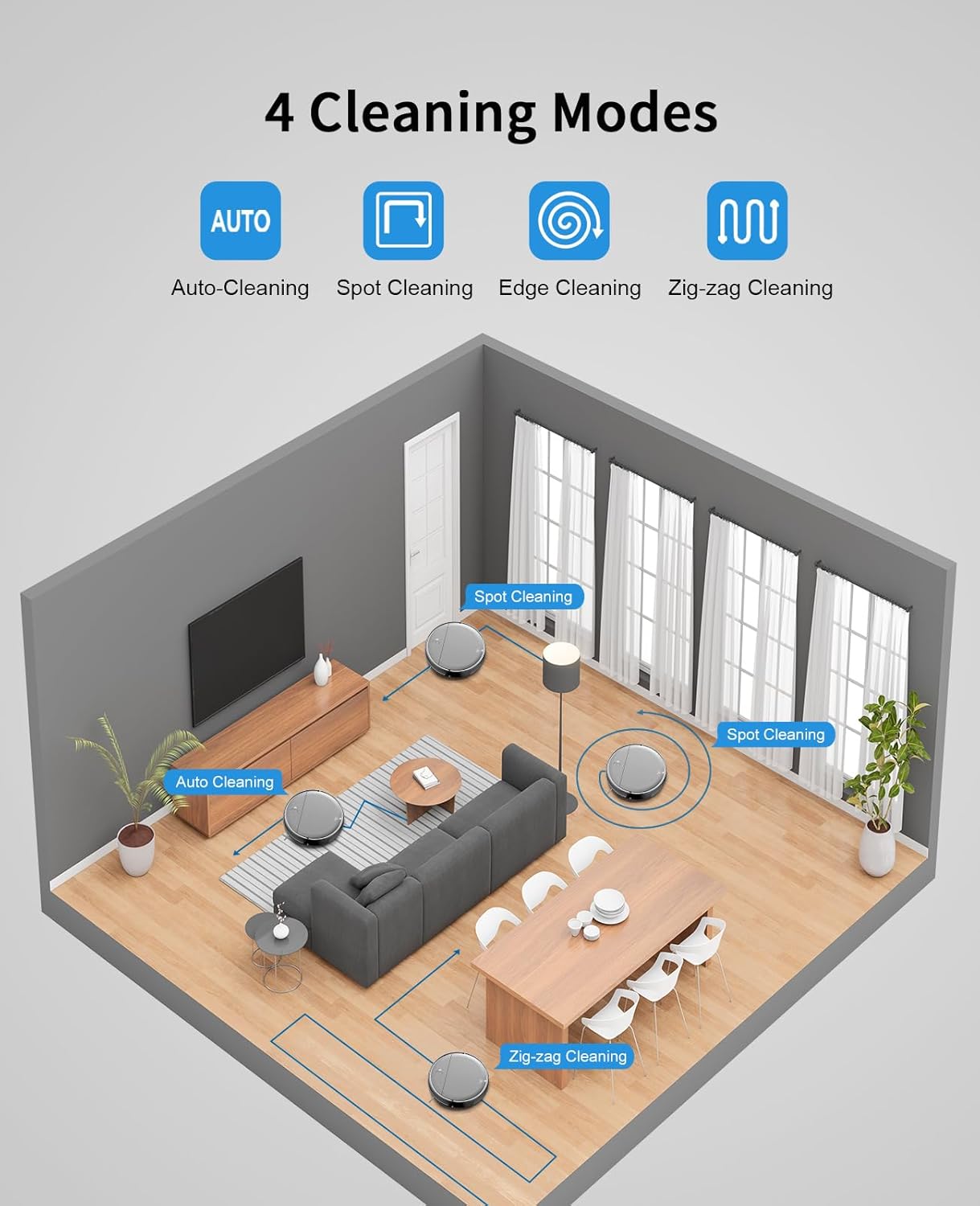 MAMNV 로봇 진공 청소기 및 걸레 콤보, WiFi/앱, 일정이 있는 로봇 진공 청소기, 물탱크 및 쓰레기통이 있는 2 in 1 걸레질 로봇 진공 청소기, 자체 충전, 슬림, 단단한 바닥, 반려동물 털, 카펫에 이상적