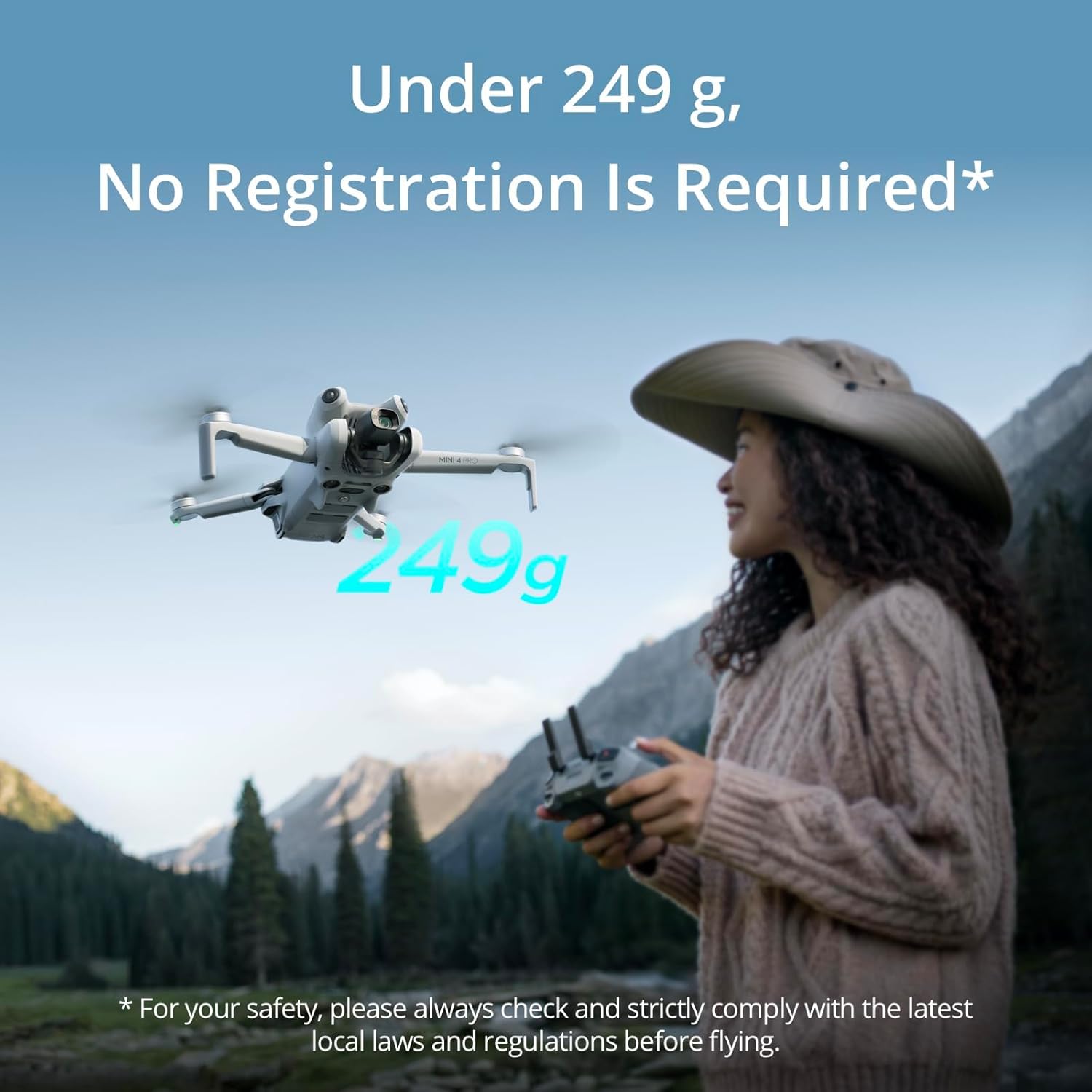 DJI Mini 4 Pro (DJI RC-N2), droni con fotocamera per adulti 4K, meno di 0,549 libbre/249 g, 34 minuti di volo, distanza massima di trasmissione video di 20 km, rilevamento della vista omnidirezionale, mini drone per principianti