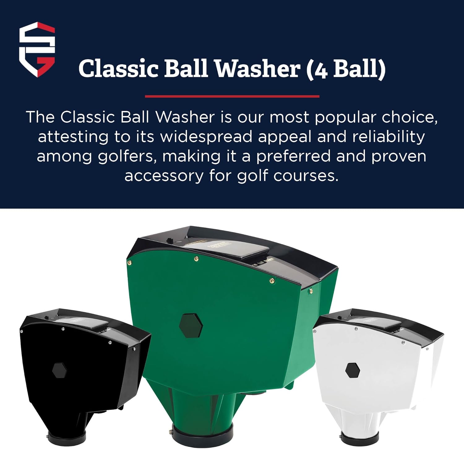 Classic Ball Washer - 4 Ball Capacity Golf Ball Cleaner | Improved Brush Design, Available in 7 Colors, Crank Style with Built-in Overflow Tubes | Perfect for Club Courses, Pros,  Home · v3