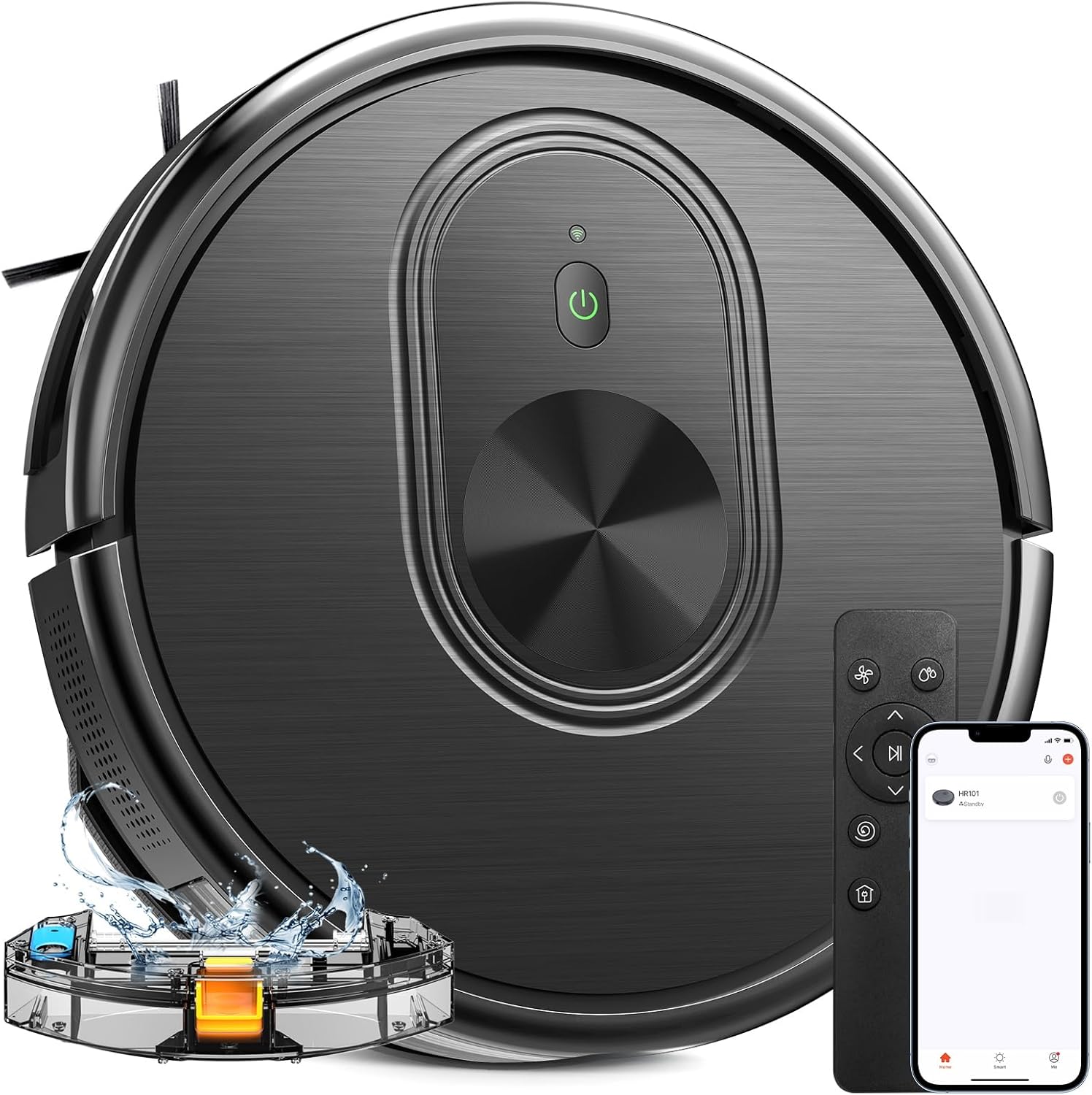 Robot Vacuum and Mop Combo, 3 in 1 Mopping Robotic Vacuum with Schedule, App/Bluetooth/Alexa, 1600Pa Max Suction, Self-Charging Robot Vacuum Cleaner, Slim, Ideal for Hard Floor, Pet Hair, Carpet · v4