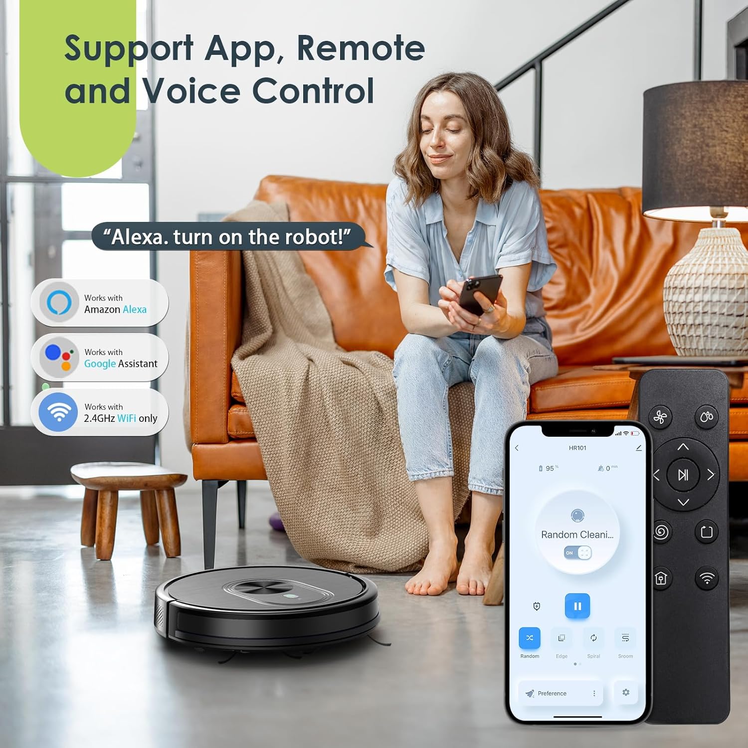 Robot Vacuum and Mop Combo, 3 in 1 Mopping Robotic Vacuum with Schedule, App/Bluetooth/Alexa, 1600Pa Max Suction, Self-Charging Robot Vacuum Cleaner, Slim, Ideal for Hard Floor, Pet Hair, Carpet · v4