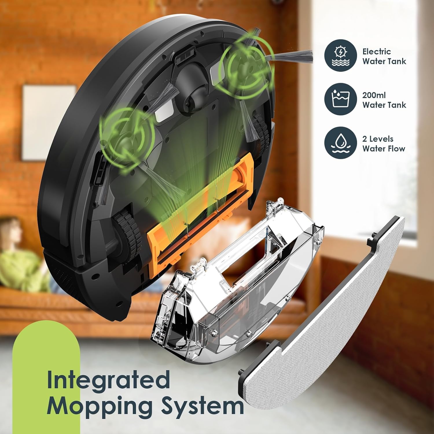 Robot Vacuum and Mop Combo, 3 in 1 Mopping Robotic Vacuum with Schedule, App/Bluetooth/Alexa, 1600Pa Max Suction, Self-Charging Robot Vacuum Cleaner, Slim, Ideal for Hard Floor, Pet Hair, Carpet · v4