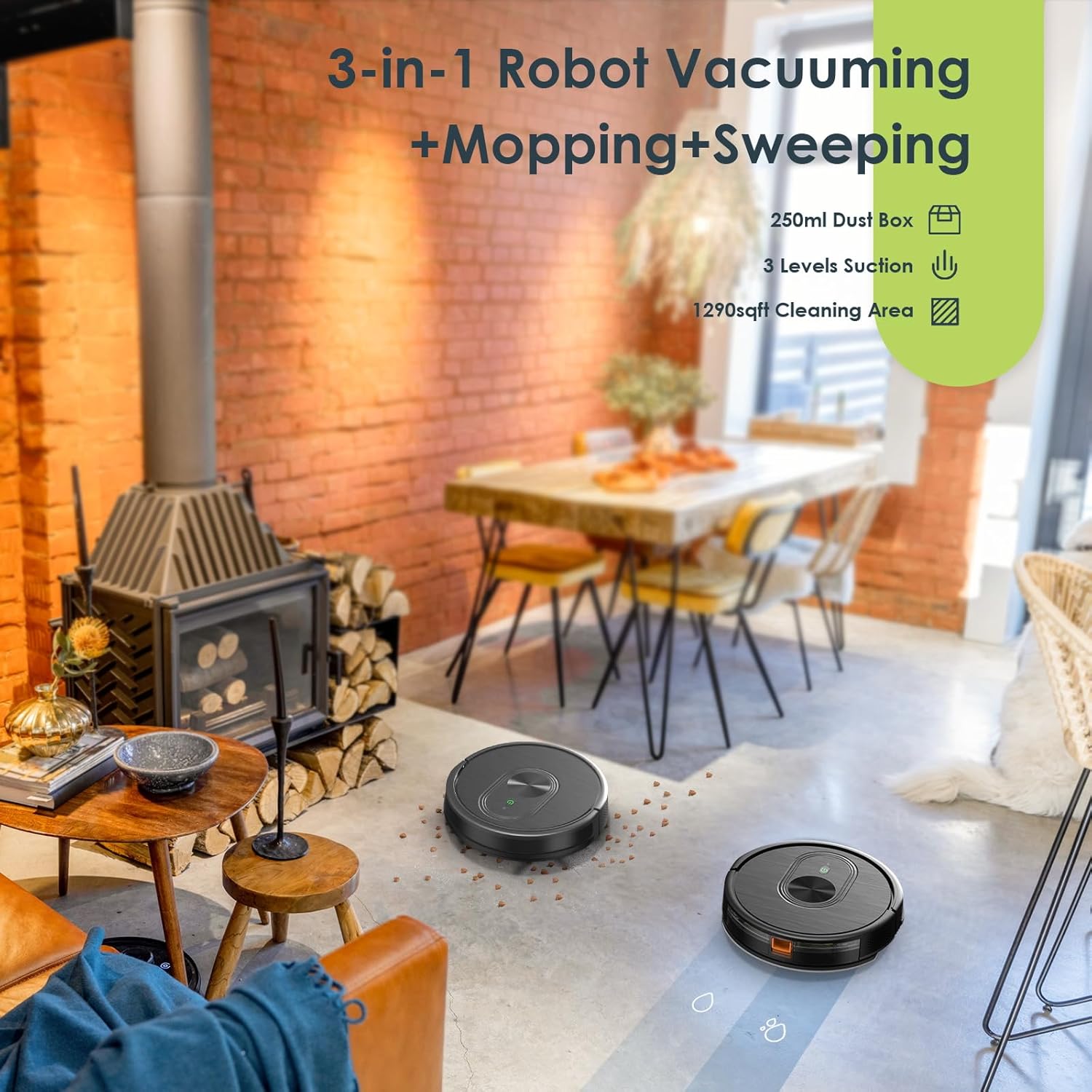 Robot Vacuum and Mop Combo, 3 in 1 Mopping Robotic Vacuum with Schedule, App/Bluetooth/Alexa, 1600Pa Max Suction, Self-Charging Robot Vacuum Cleaner, Slim, Ideal for Hard Floor, Pet Hair, Carpet · v4