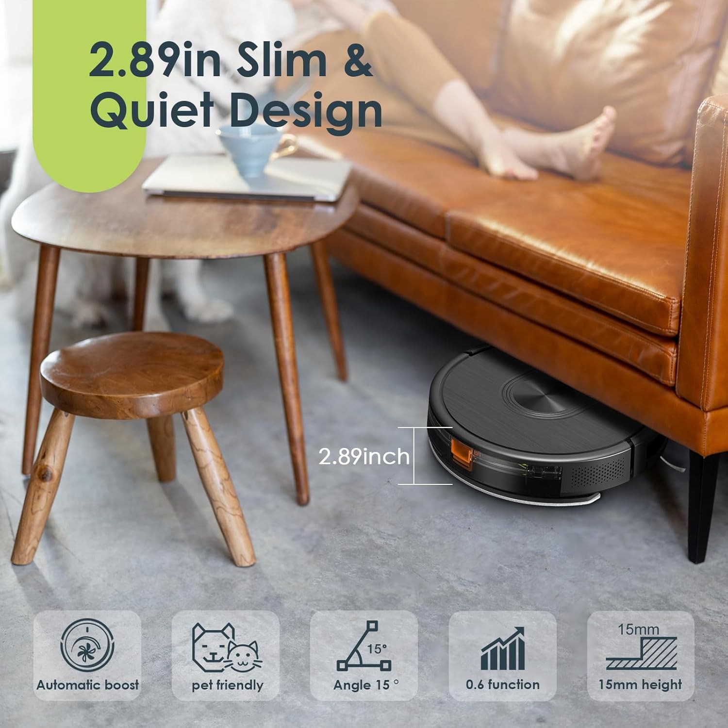 Robot Vacuum and Mop Combo, 3 in 1 Mopping Robotic Vacuum with Schedule, App/Bluetooth/Alexa, 1600Pa Max Suction, Self-Charging Robot Vacuum Cleaner, Slim, Ideal for Hard Floor, Pet Hair, Carpet · v4