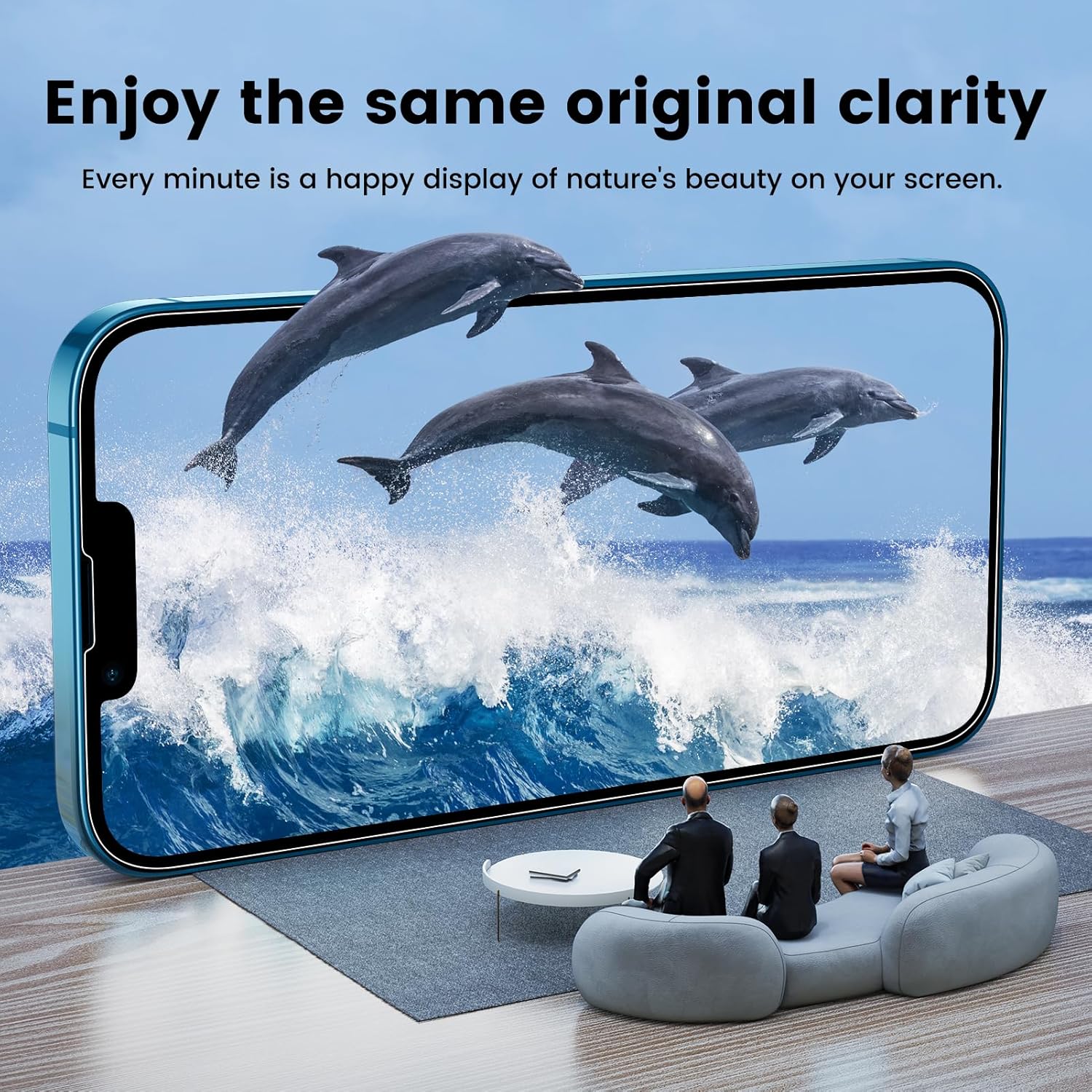 EZ-GLAZ-4 Pack Screen Protector for iPhone 13[6.1 inches] With 2 Pack Camera Lens Protector, [Drop Protection] 9H Hardness Scratch Resistant Tempered Glass Film, Easy to install - HD Clear