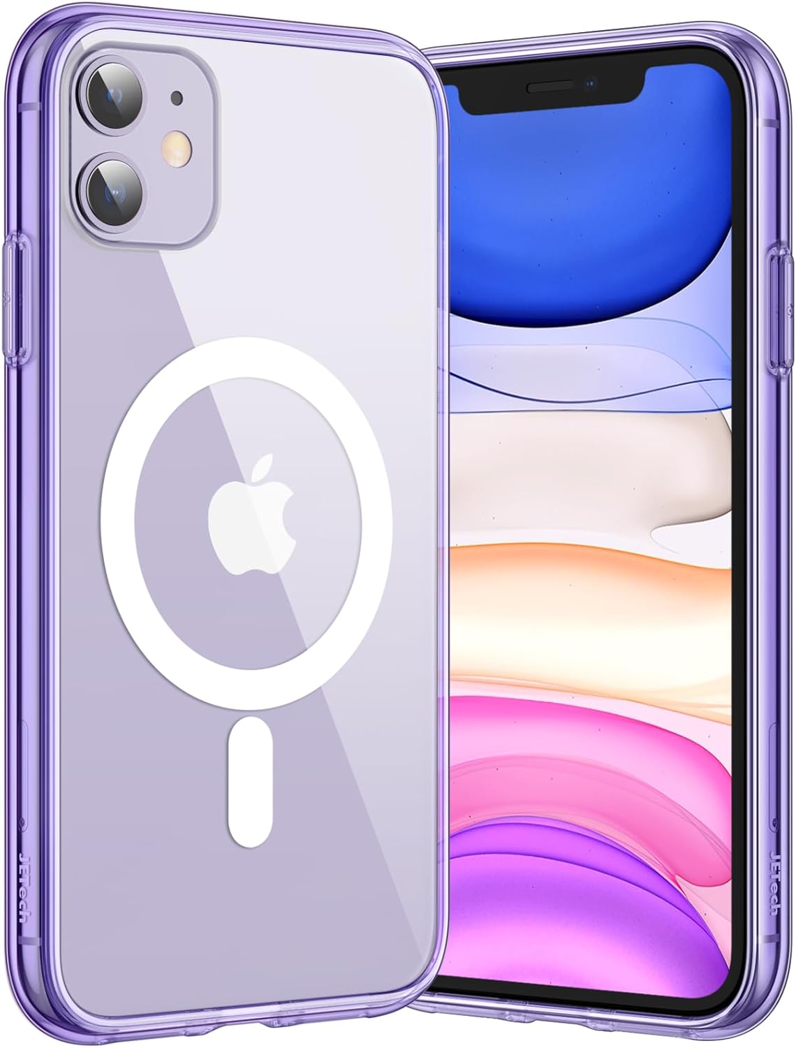 JETech Magnetic Case for iPhone 11 6.1-Inch Compatible with MagSafe Wireless Charging, Shockproof Phone Bumper Cover, Anti-Scratch Clear Back (Deep Purple) · v6