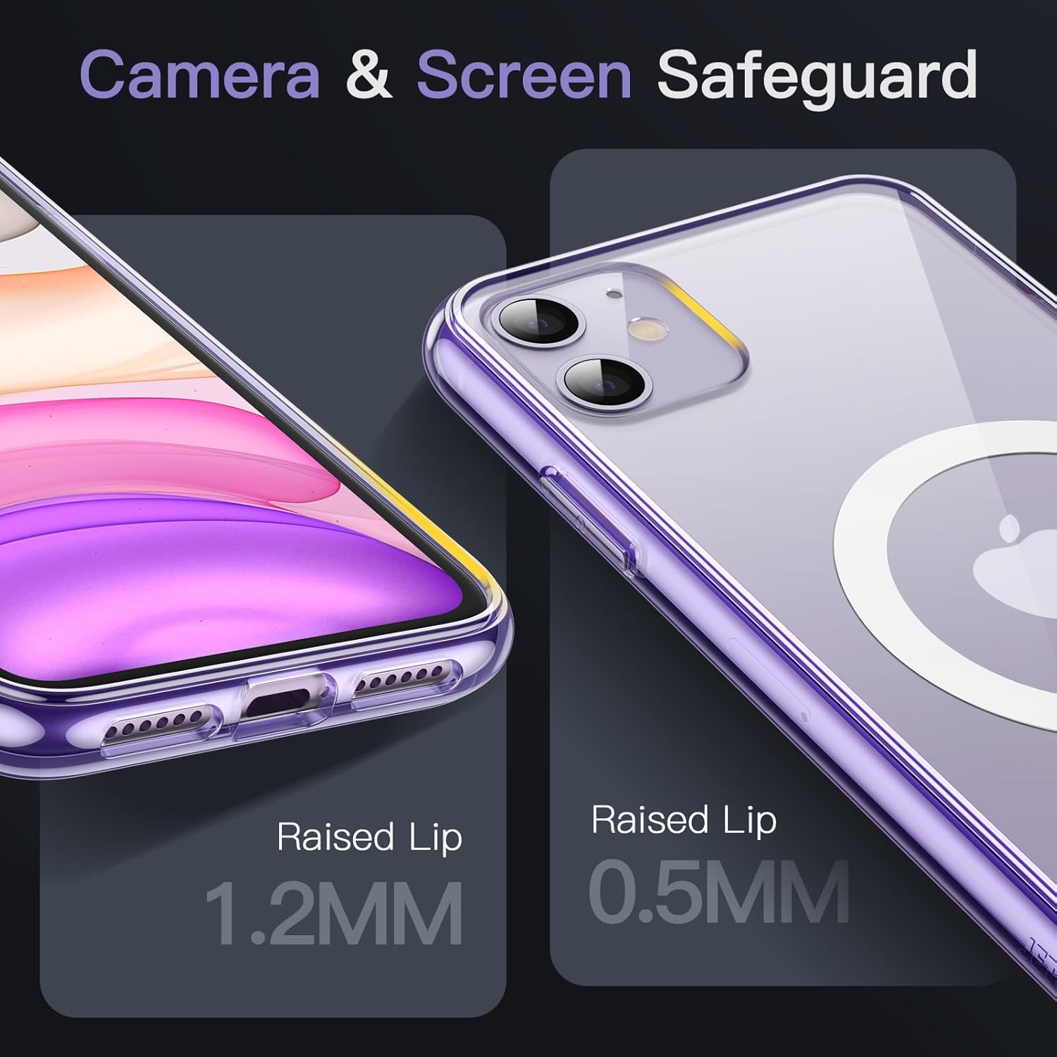 JETech Magnetic Case for iPhone 11 6.1-Inch Compatible with MagSafe Wireless Charging, Shockproof Phone Bumper Cover, Anti-Scratch Clear Back (Deep Purple) · v6