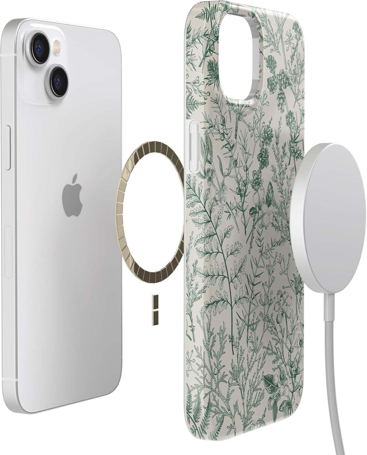 Casely iPhone 14 Case | Sage Garden | Green Floral | Compatible with MagSafe · v2