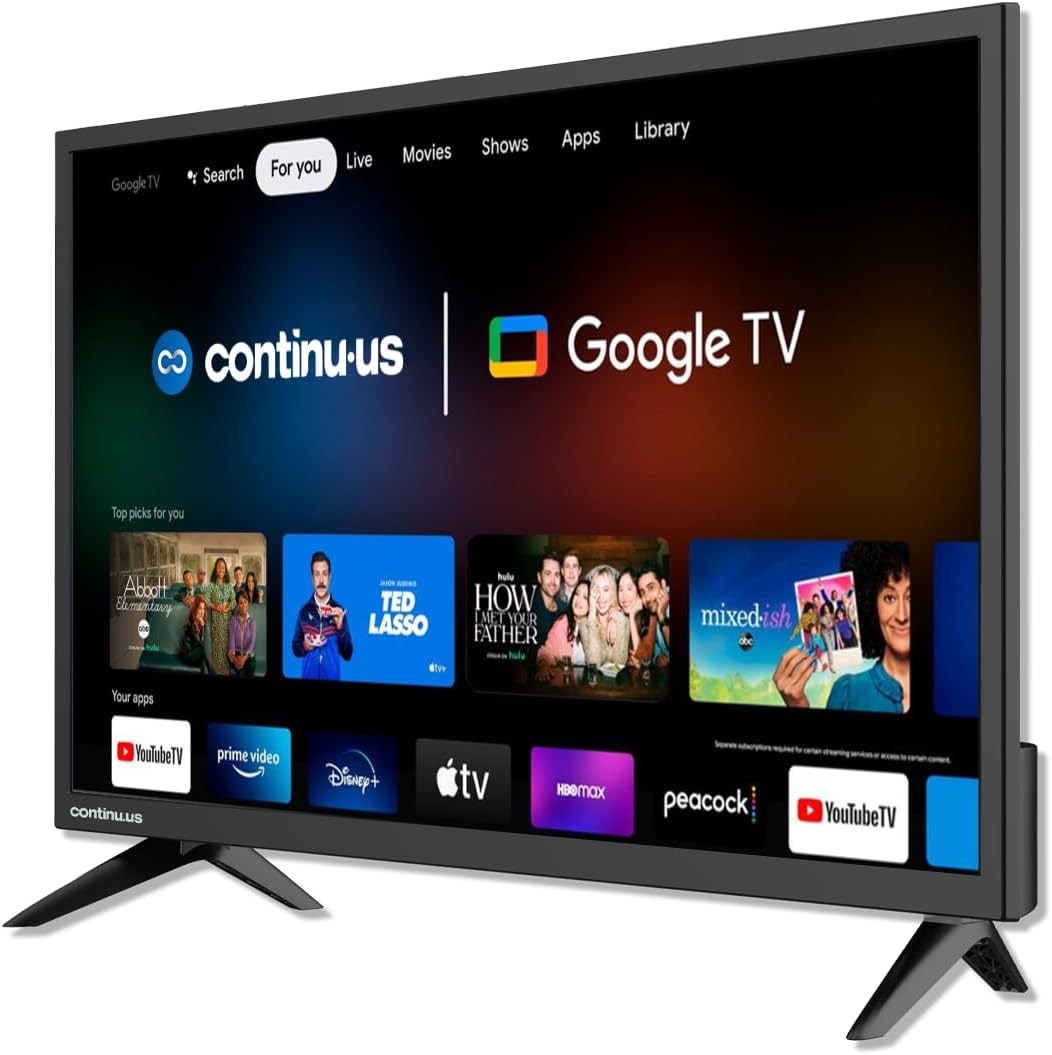 CONTINU.US 32-inch Smart 12V RV TV | 720p Android Google 12 Volt RV Television with Google Assistant, Chromecast  Free Streaming Apps | Smart TV for RVs, Campers, Boats and more | CT-32TS10 · v3