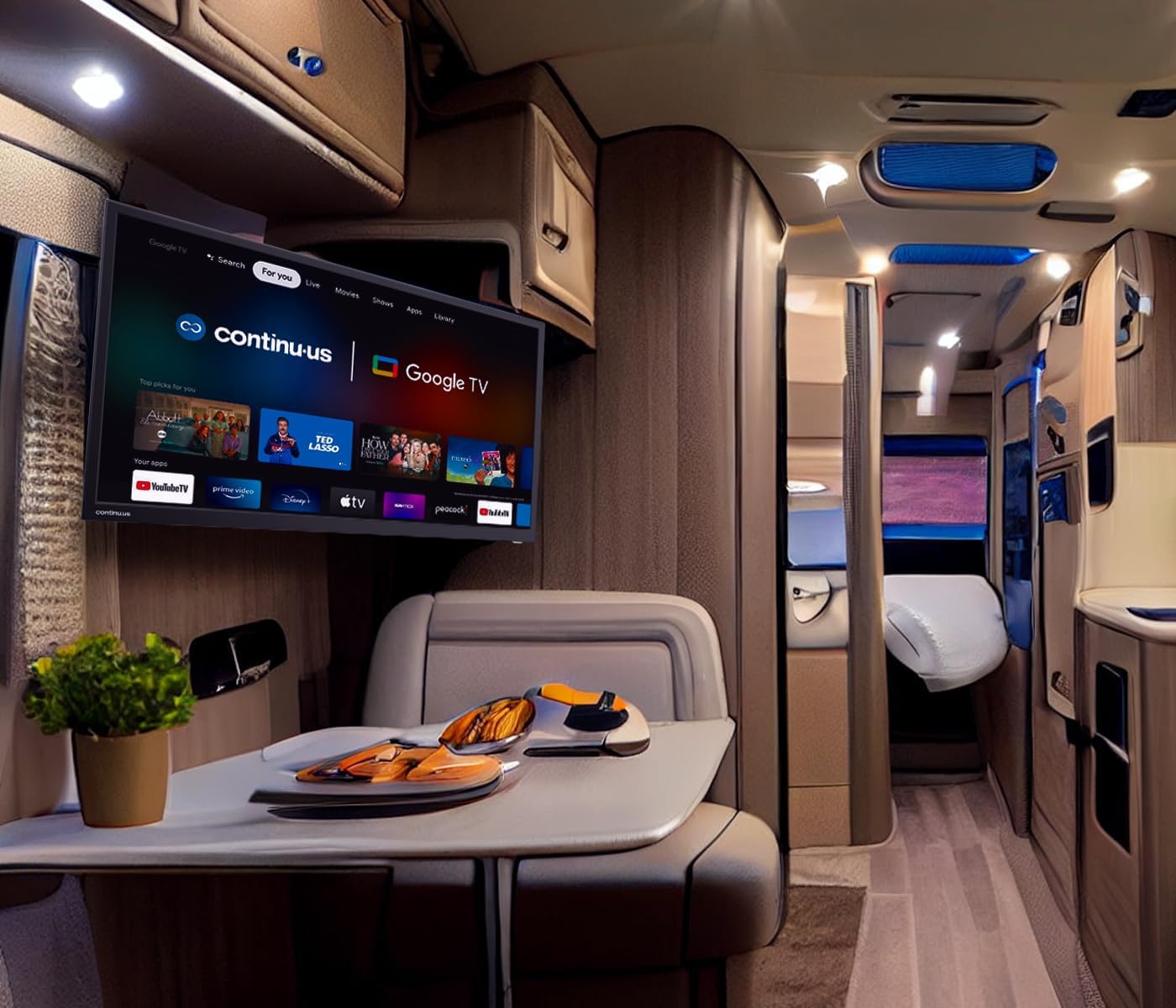 CONTINU.US 32-inch Smart 12V RV TV | 720p Android Google 12 Volt RV Television with Google Assistant, Chromecast  Free Streaming Apps | Smart TV for RVs, Campers, Boats and more | CT-32TS10 · v3
