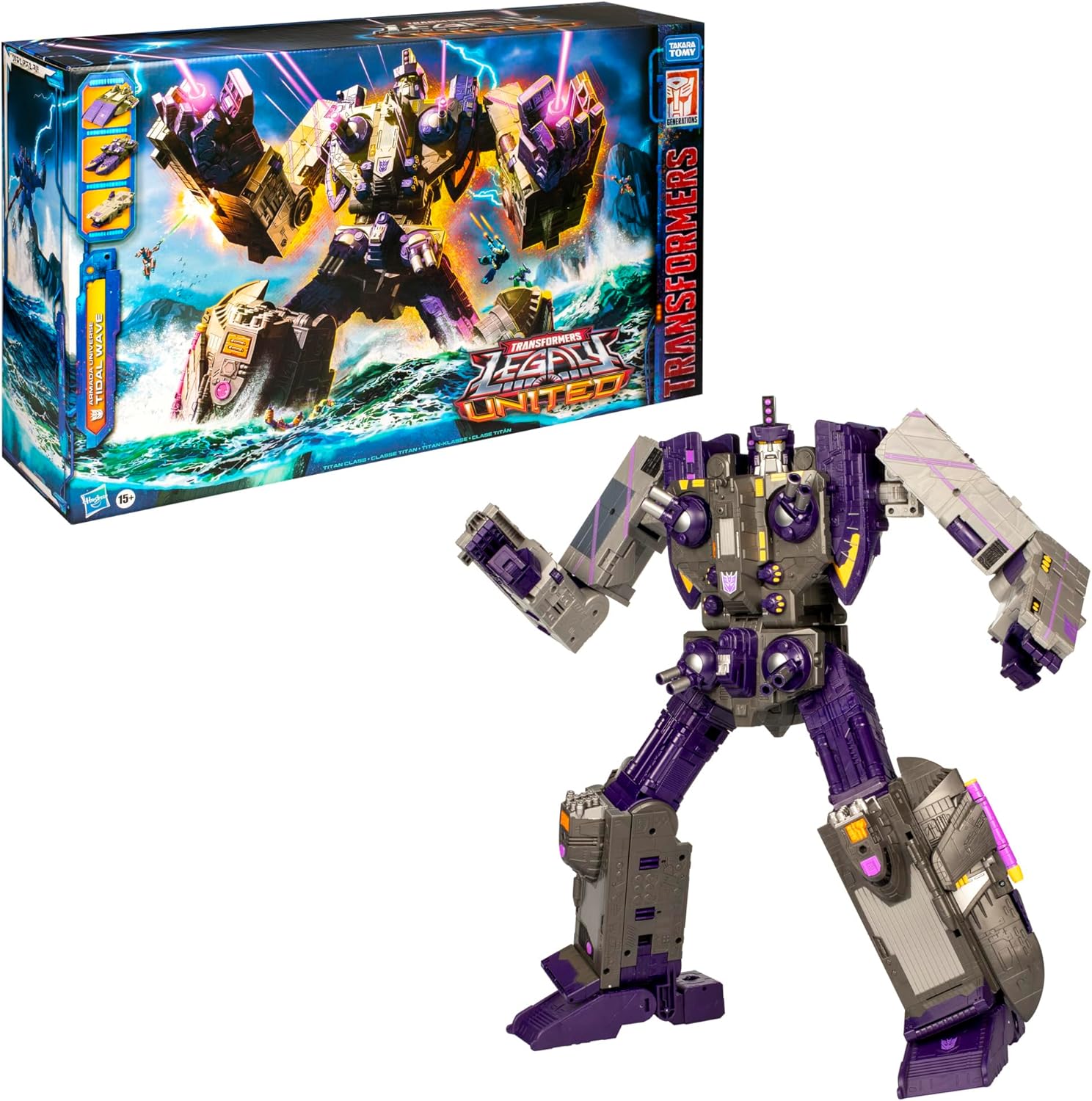 Transformers Legacy United Titan Class Armada Universe Tidal Wave, action figure convertibile da 19 pollici, 15 anni