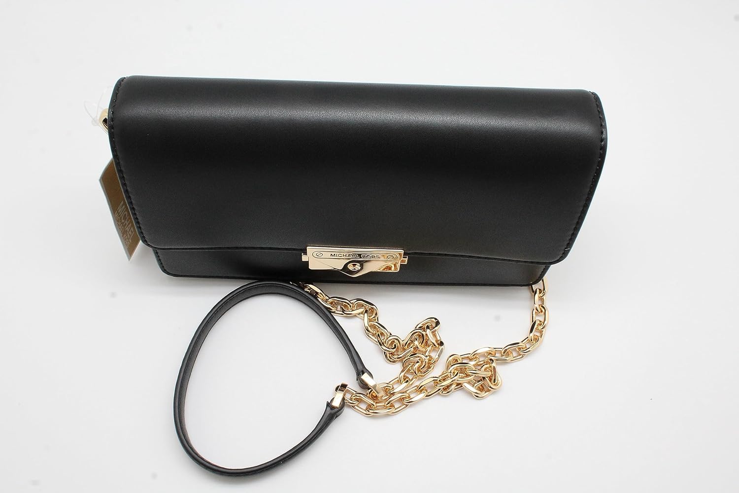 MICHAEL KORS CECE MEDIUM FLAP VEGAN LEATHER SHOULDER CROSSBODY BAG CLUTCH BLACK · v2