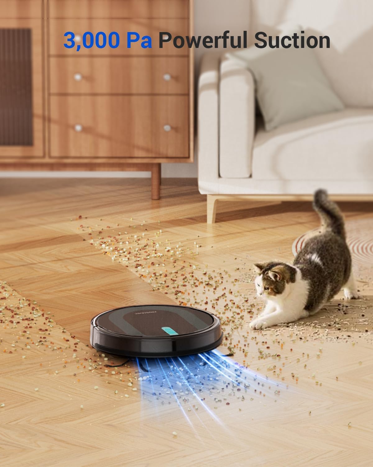 Proscenic 850T WiFi 로봇 진공 청소기 및 자이로 내비게이션, 경계 스트립, 자체 충전 기능 - 단단한 바닥 및 카펫용