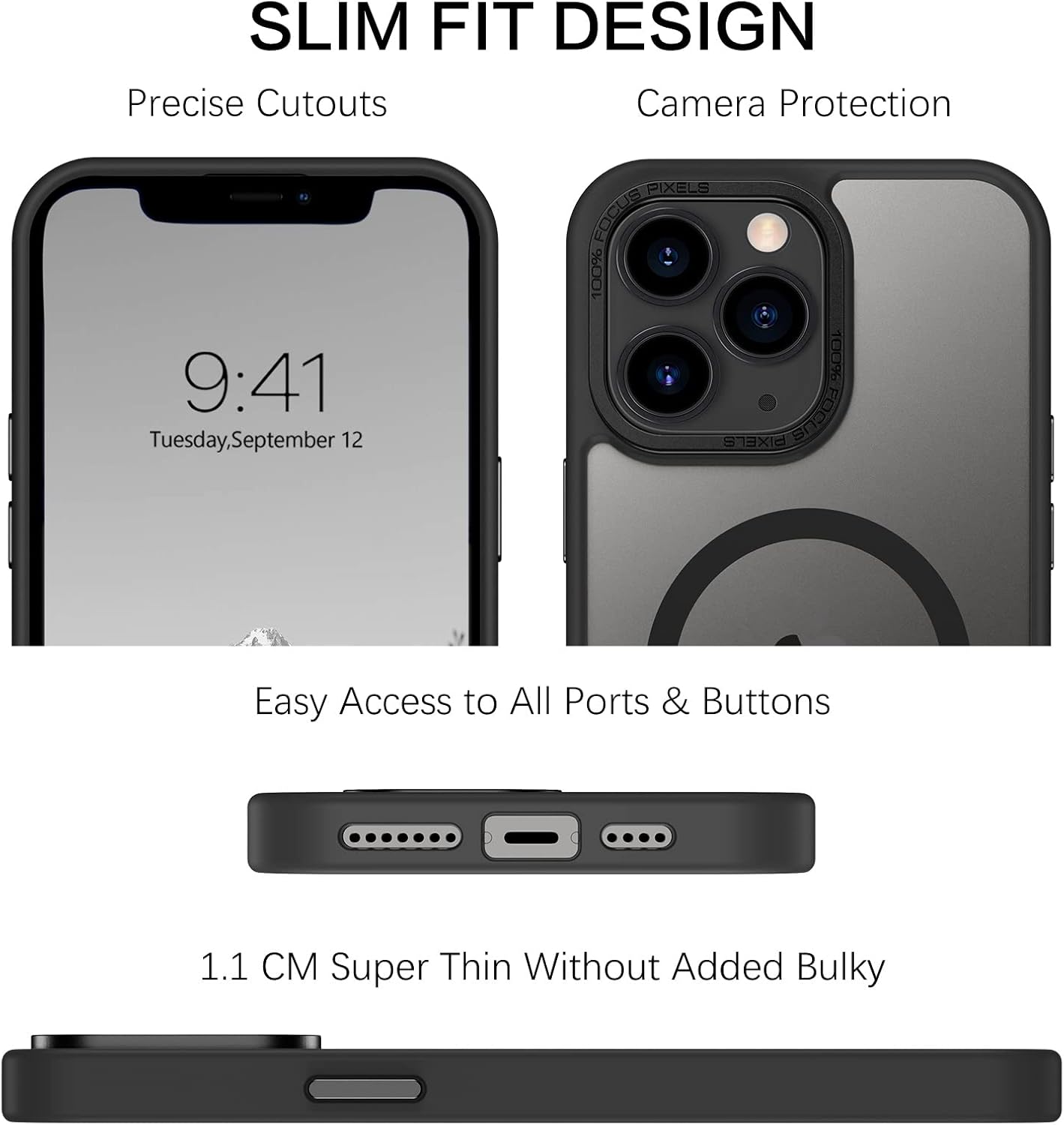 Custodia magnetica BENTOBEN per iPhone 11 Pro Max, custodia per telefono iPhone 11 Pro Max [compatibile con MagSafe] Custodia protettiva antiurto traslucida opaca per donna uomo ragazza per iPhone 11 Pro Max 6.5, nera